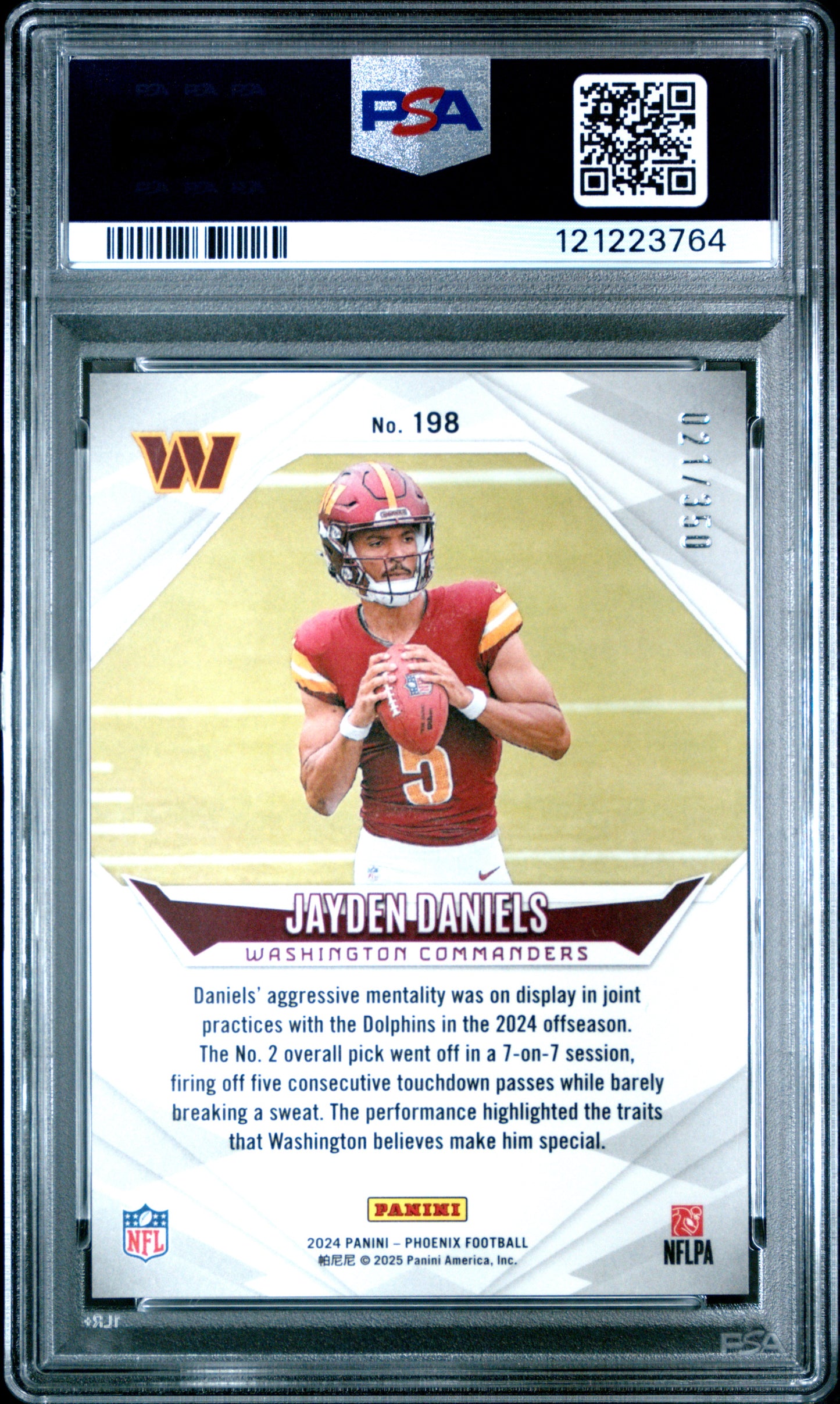 Jayden Daniels 2024 Panini Phoenix Rookie #198 Fireburst #21/250 PSA 10 Gem Mint