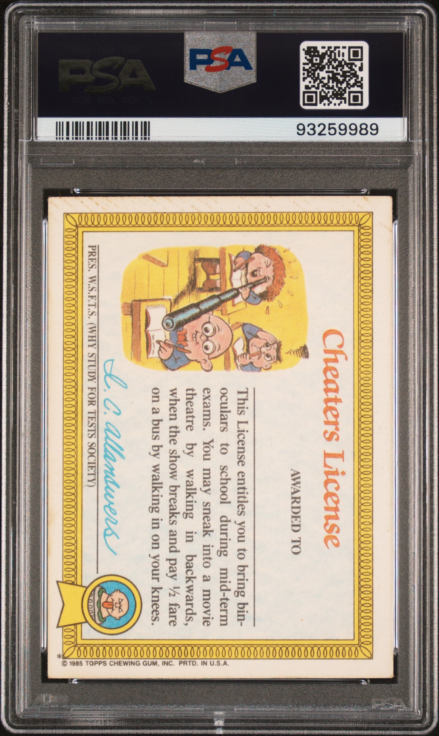 Adam Bomb 1985 Topps Garbage Pail Kids Stickers #2 PSA 2 Good