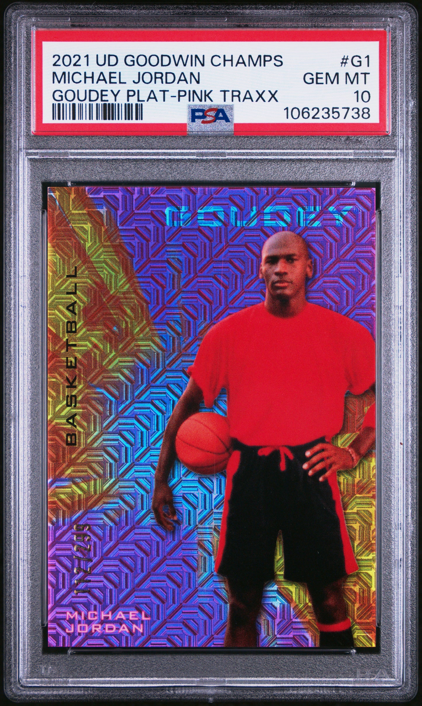Michael Jordan 2021 Upper Deck Goodwin Champions Pink Traxx #112/299 PSA 10 Gem Mint