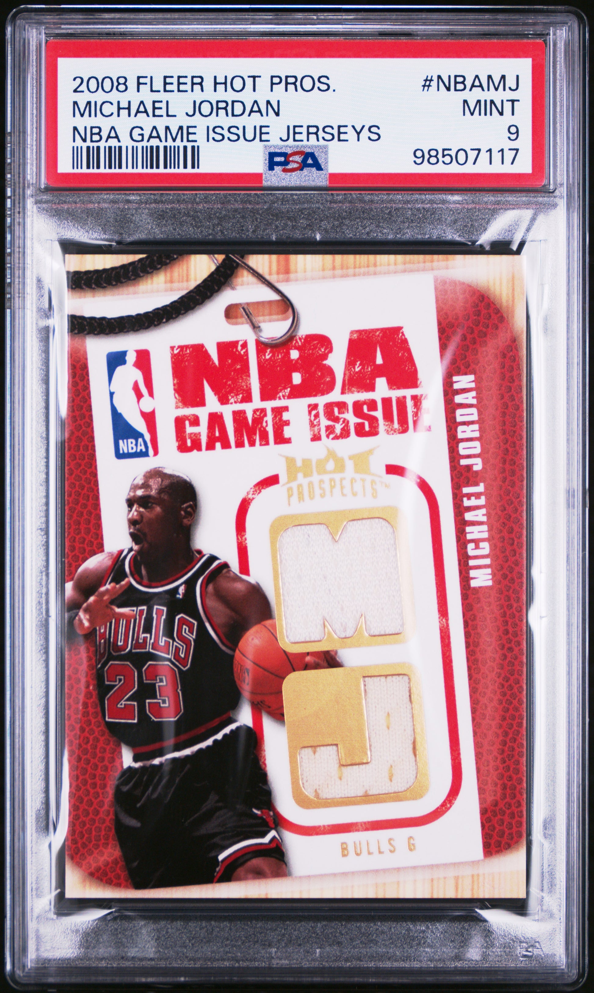 Michael Jordan 2008 Fleer Hot Prospects Game-Worn Jersey #73/149 PSA 9 Mint