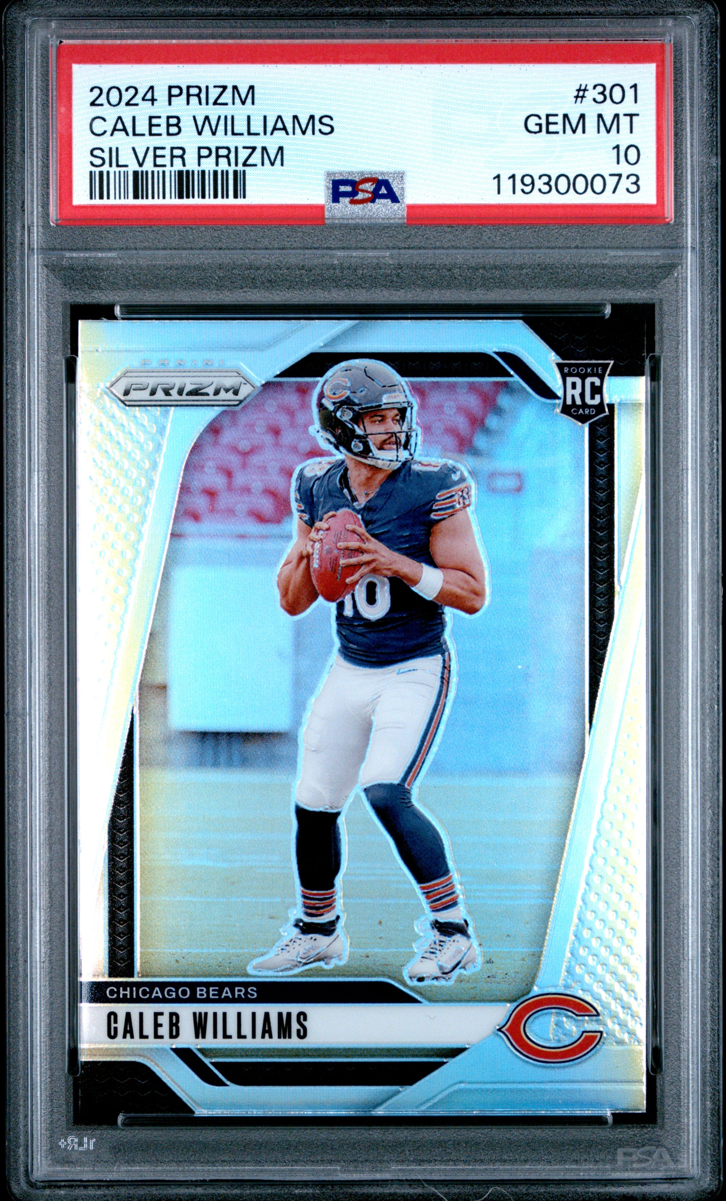 Caleb Williams 2024 Panini Prizm Rookie #301 Silver Prizm PSA 10