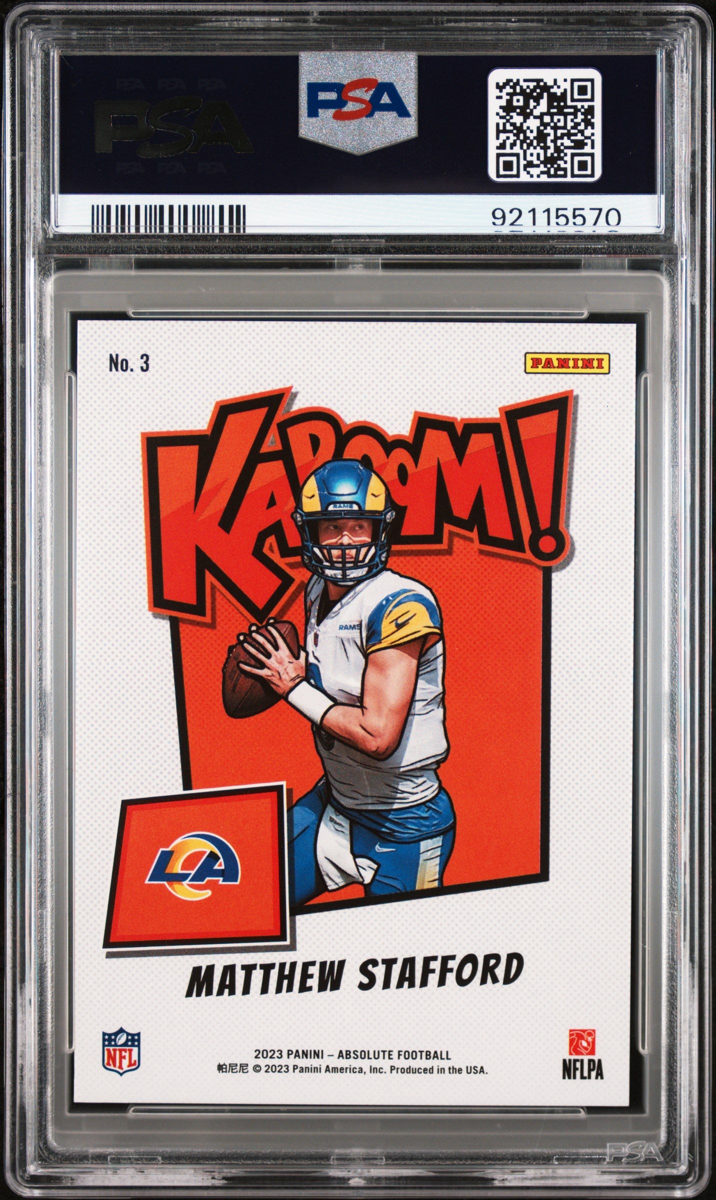 Matthew Stafford 2023 Panini Absolute Kaboom Horizontal PSA 10 Gem Mint
