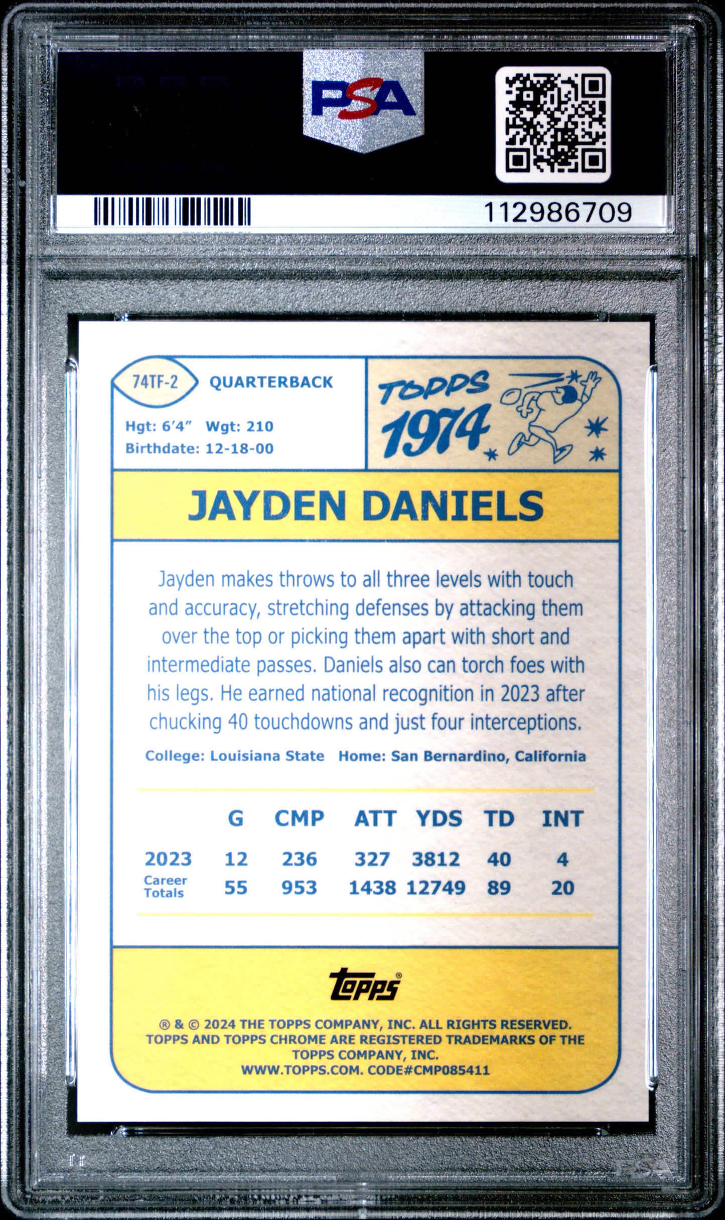 Jayden Daniels 2024 Topps Chrome 1974 Orange Refractor #19/25 PSA 10 Gem Mint