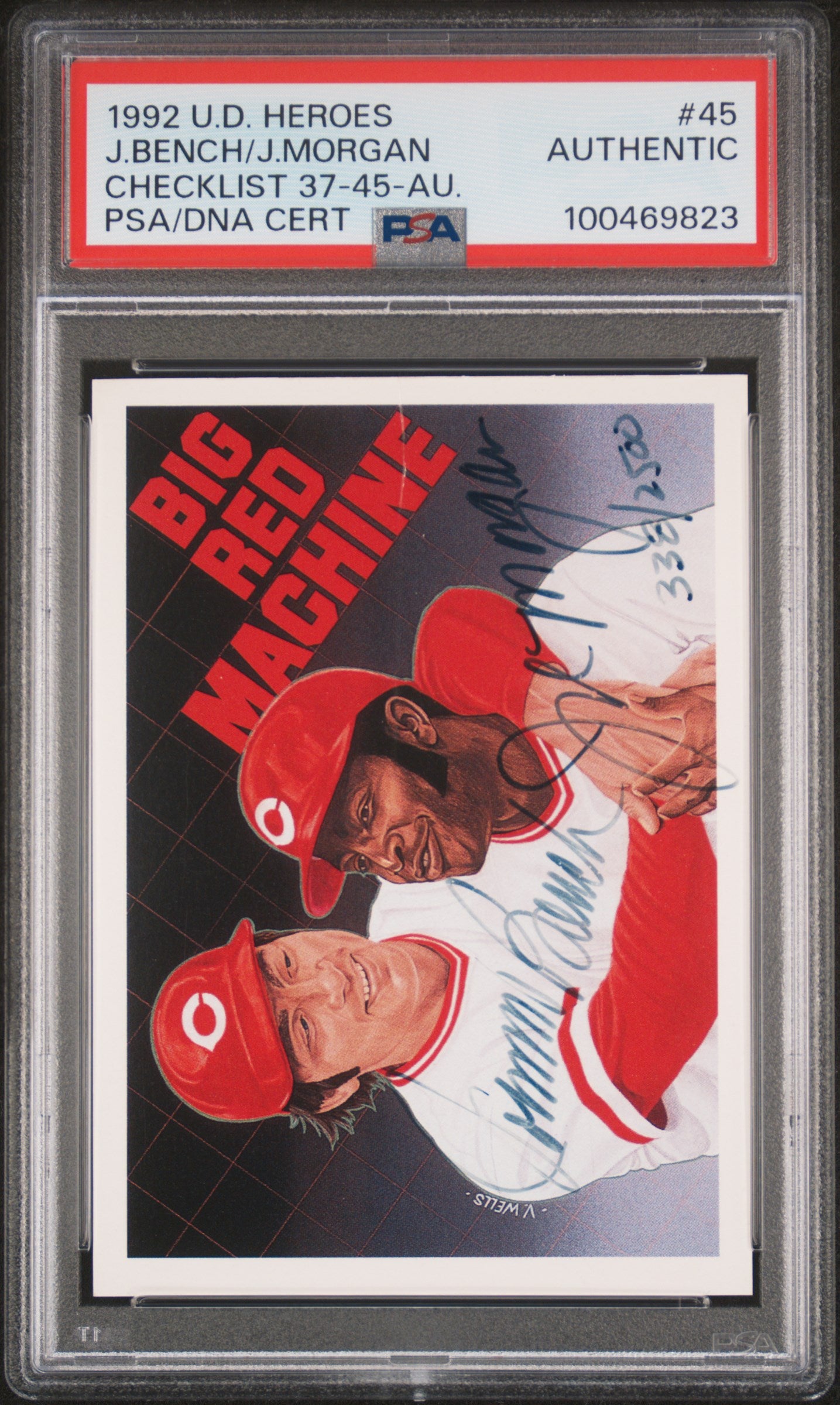Johnny Bench + Joe Morgan 1992 Upper Deck Heroes Auto #338/2500 