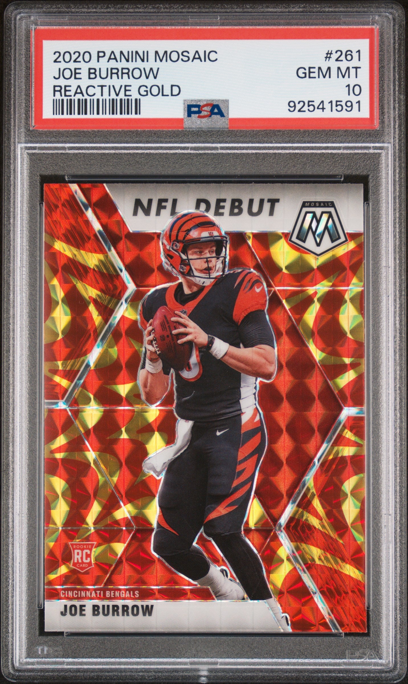 Joe Burrow 2020 Panini Mosaic #261 Reactive Gold PSA 10 Gem Mint