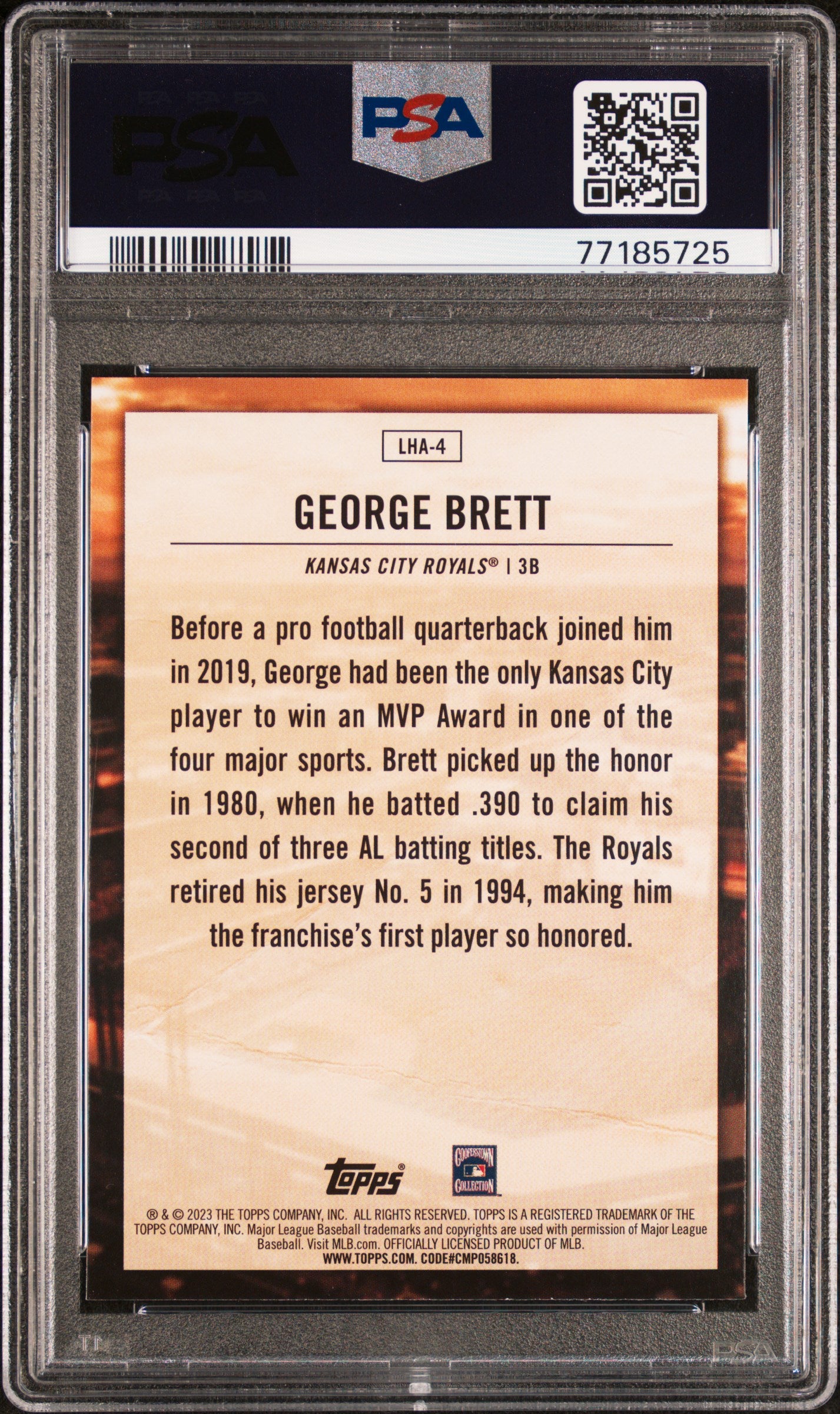 George Brett 2023 Topps Legendary Homefield Advantage PSA 9 Mint