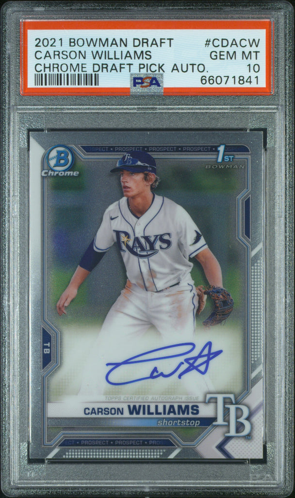 Carson Williams 2021 Bowman Draft Autograph PSA 10 Gem Mint 