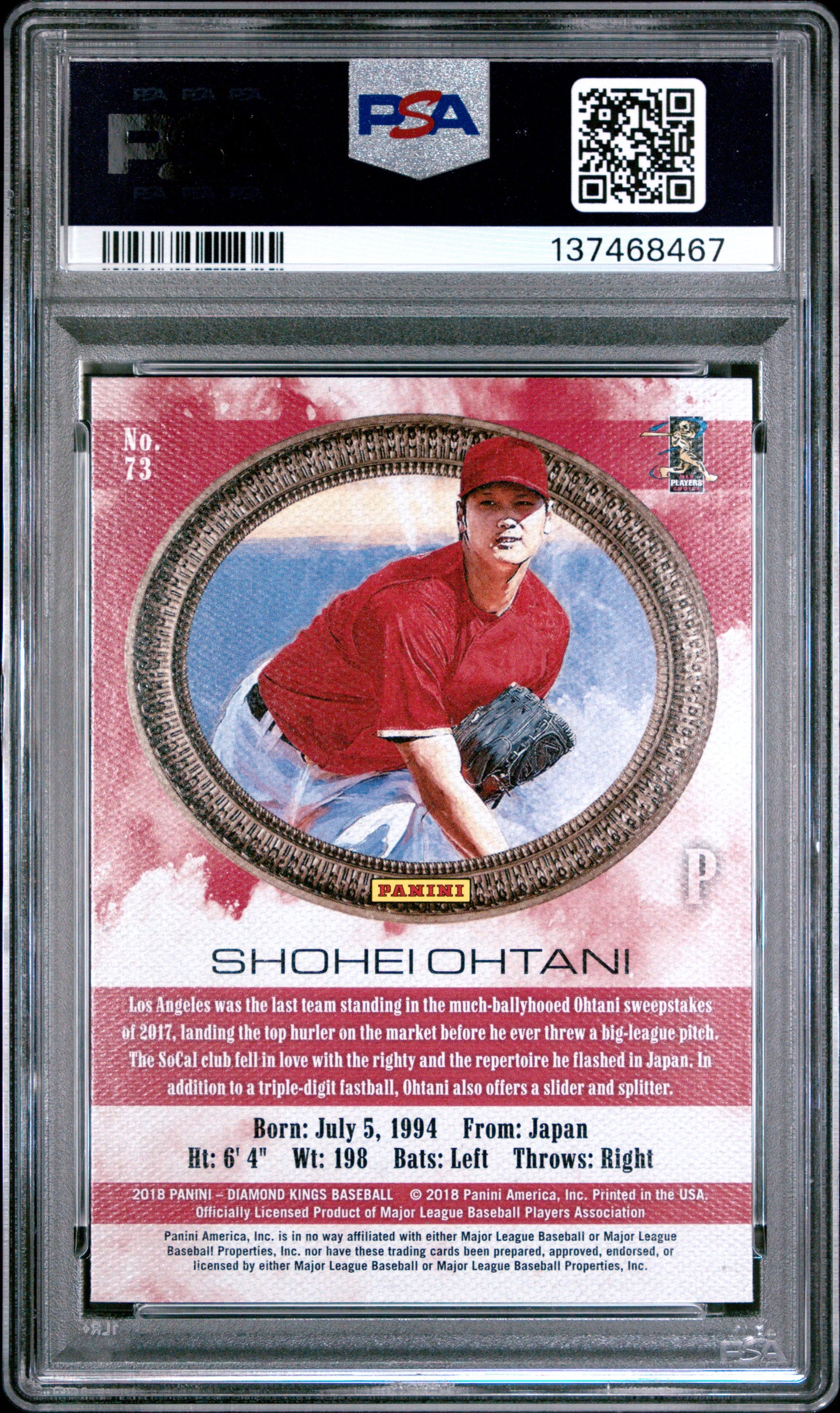Shohei Ohtani 2018 Diamond Kings Rookie #73 PSA 10 Gem Mint 8467