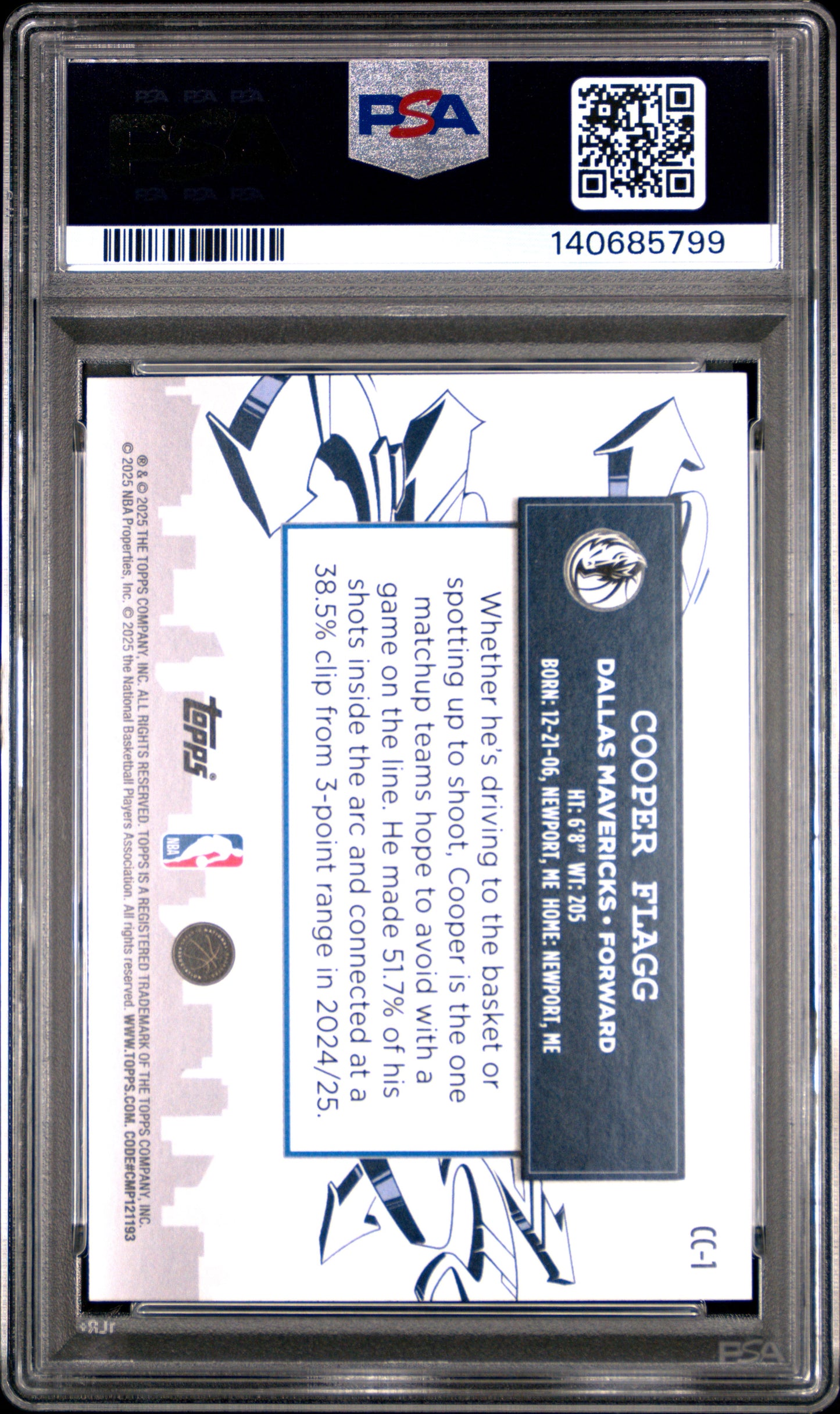 Cooper Flagg 2025 Topps Basketball Clutch City Prospects #CC1 PSA 10 Gem Mint 5799