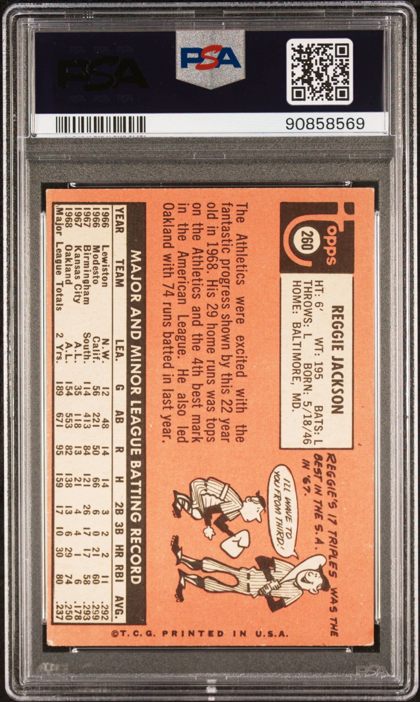 Reggie Jackson 1969 Topps #260 PSA 4 VG-EX