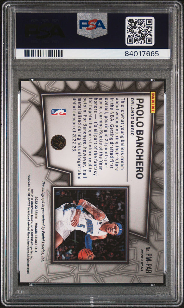 Paolo Banchero 2022 Panini Mosaic Pictograph Auto PSA 10 Auto 10 