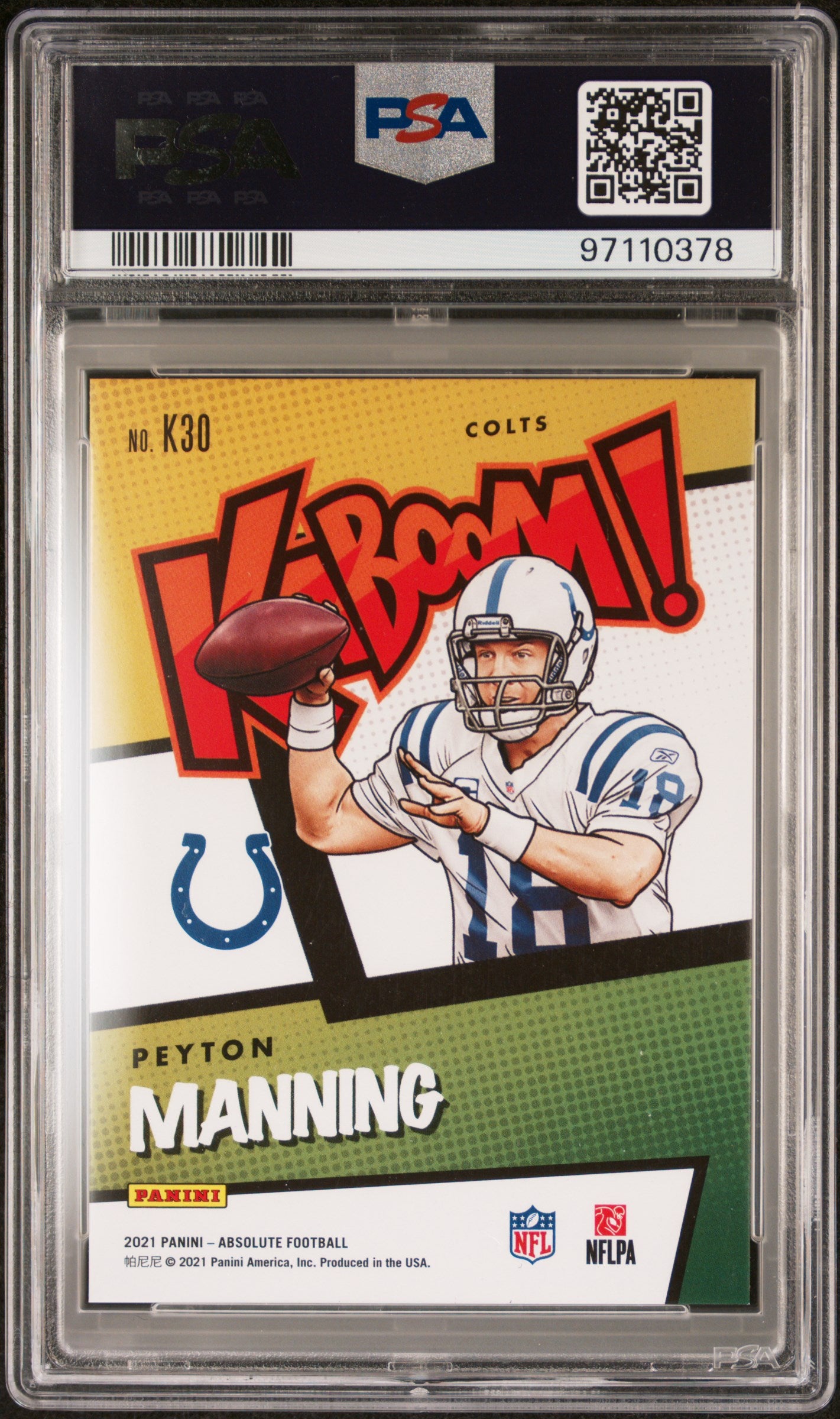 Peyton Manning 2021 Panini Absolute Kaboom #K30 PSA 9 Mint
