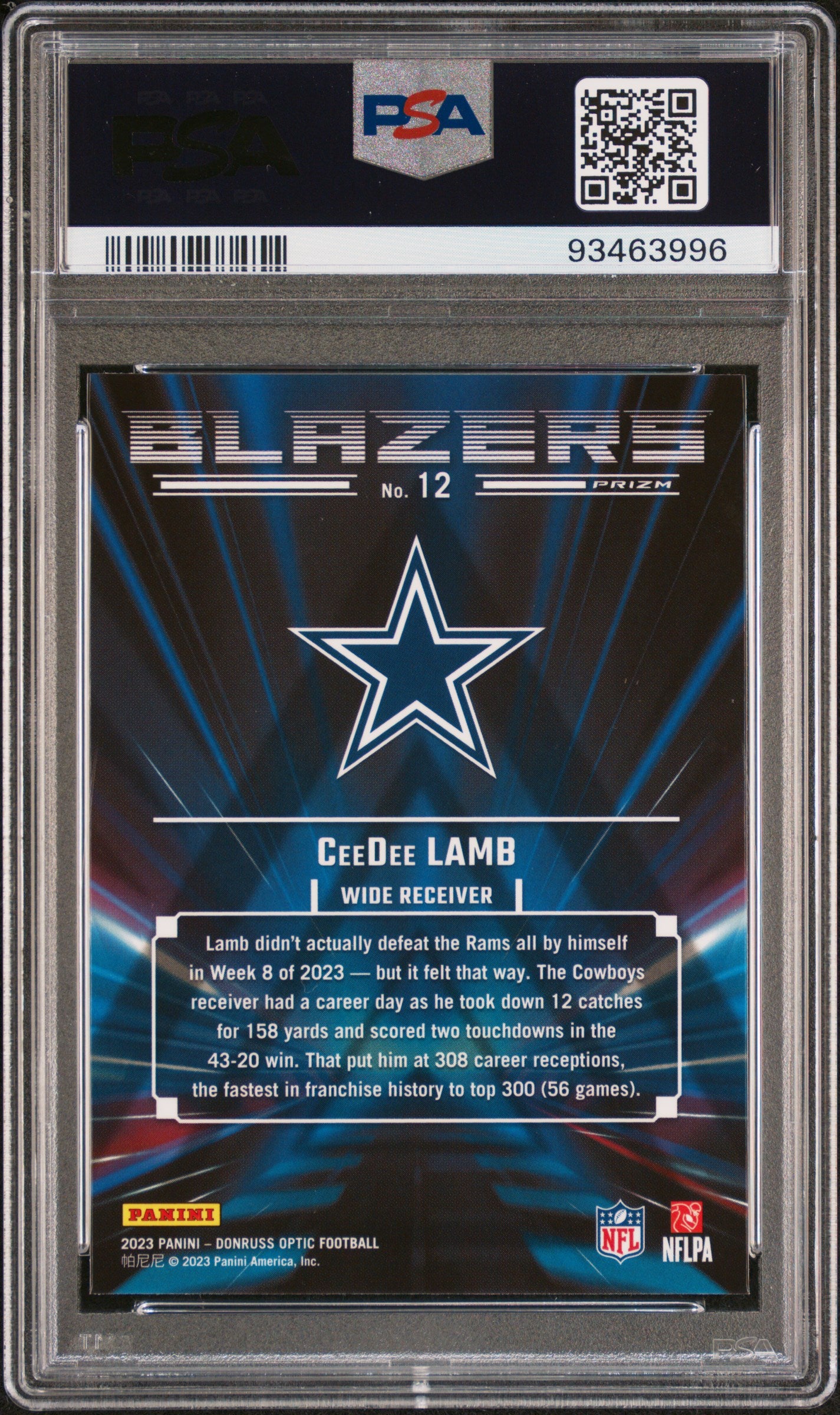 CeeDee Lamb 2023 Donruss Optic Blazers PSA 10 Gem Mint