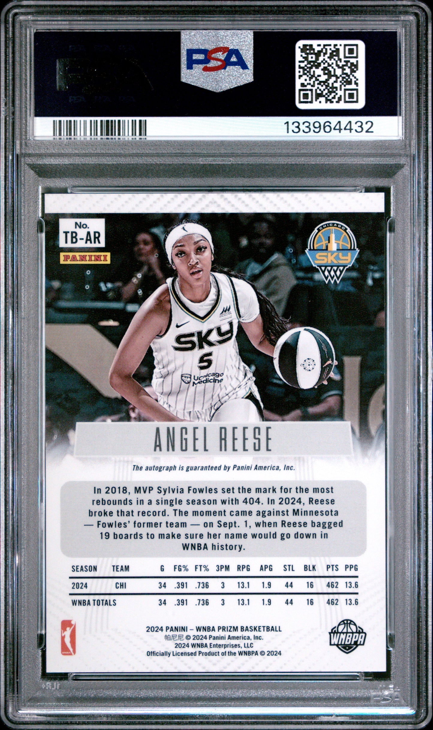 Angel Reese 2024 Panini Prizm WNBA Throwback Signature PSA 9 Mint