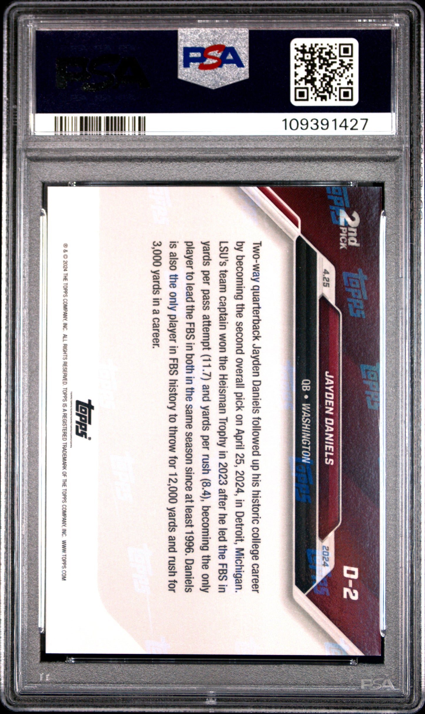 Jayden Daniels 2024 Topps Now #D2 PSA 10 Gem Mint