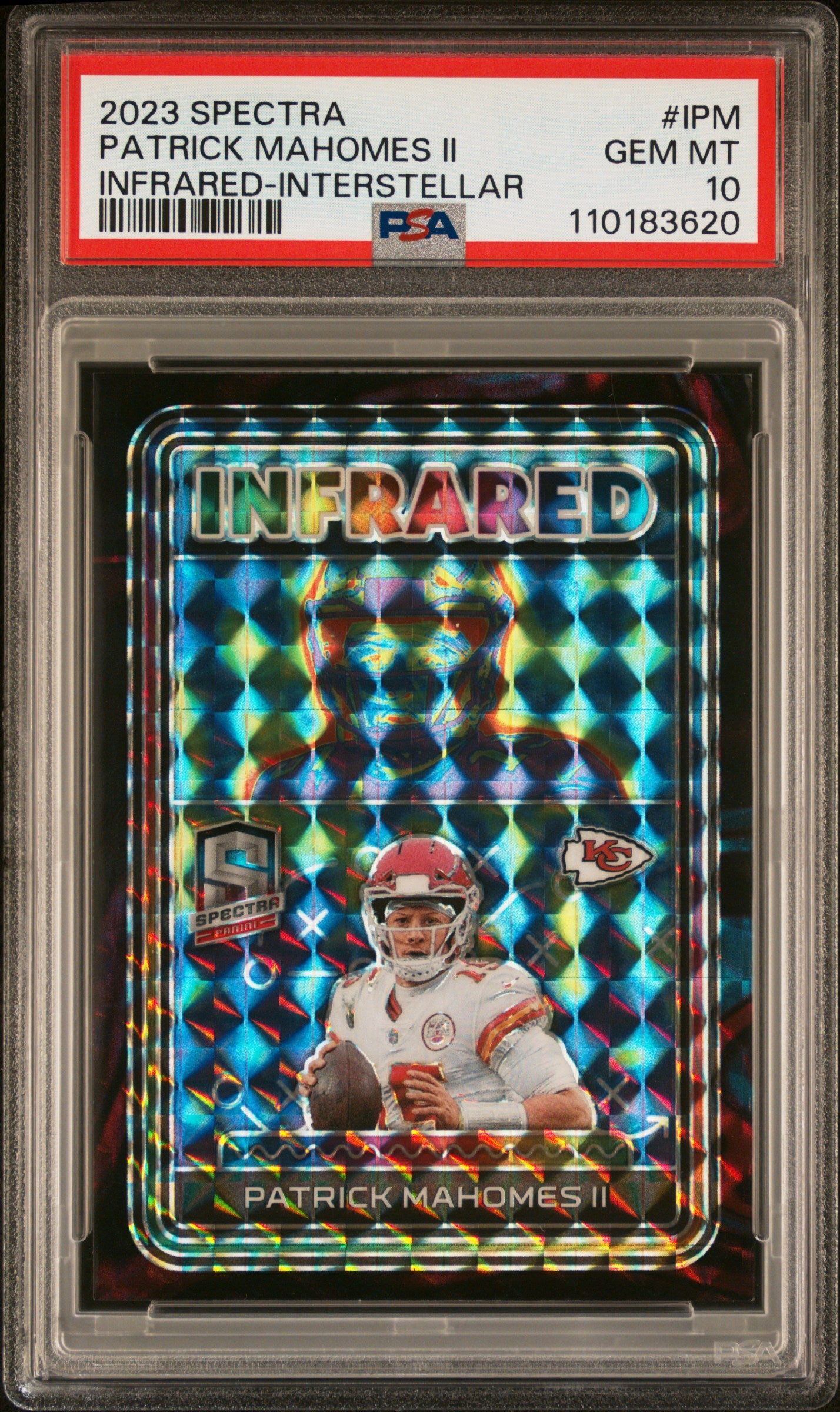 Patrick Mahomes 2023 Panini Spectra Infrared Interstellar #21/50 PSA 10 Gem Mint