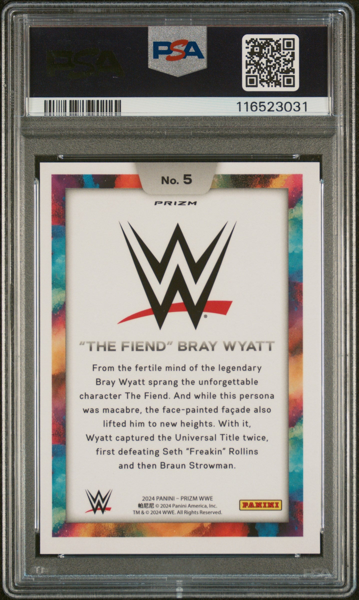 Bray Wyatt 2024 Panini Prizm WWE Black Color Blast PSA 10 Gem Mint