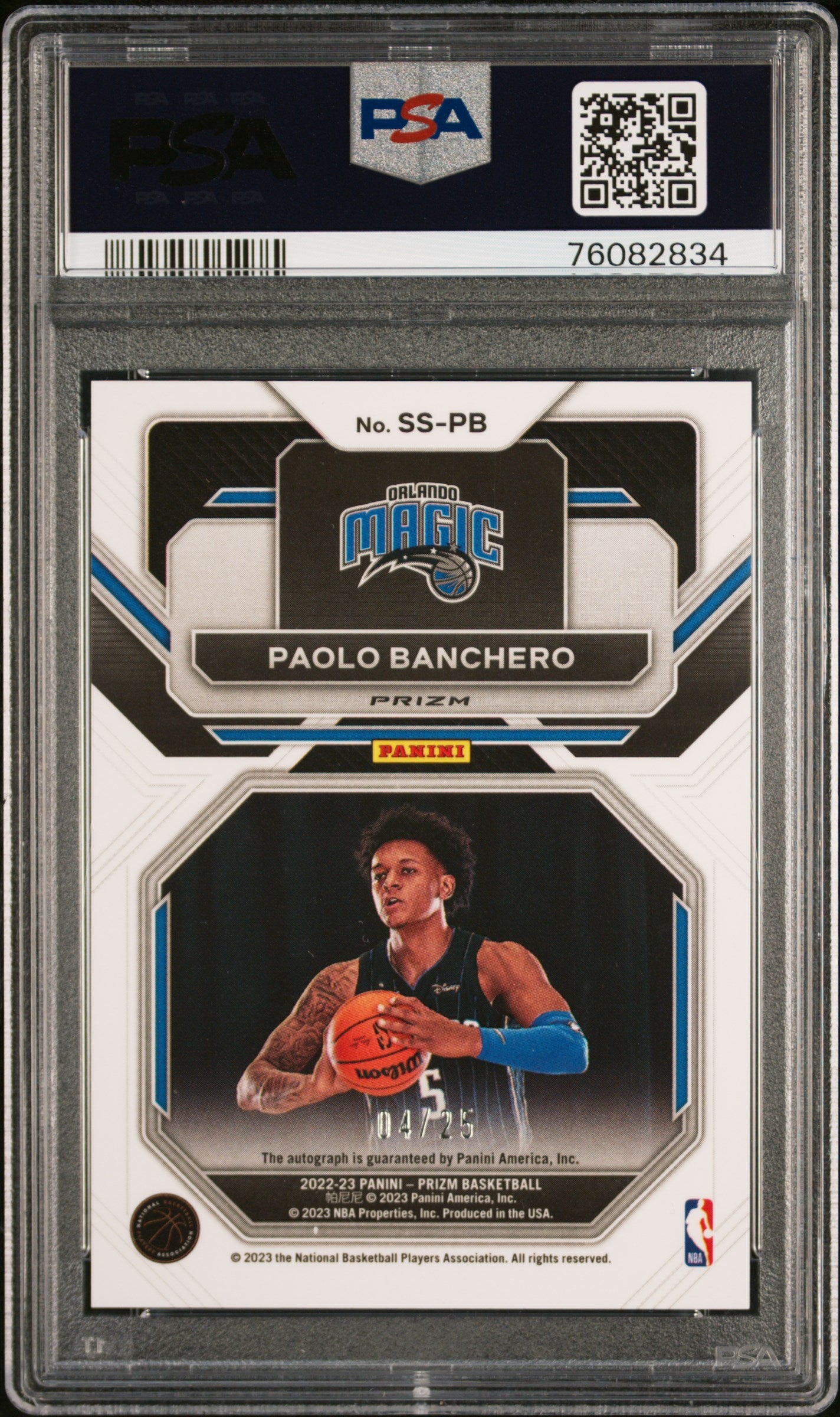 Paolo Banchero 2022 Panini Prizm Sensational Signatures Mojo Prizm Auto #4/25 PSA 10 Gem Mint