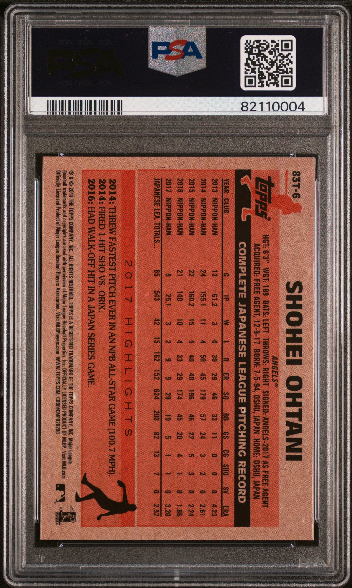 Shohei Ohtani 2018 Topps Chrome 1983 Topps PSA 10 Gem Mint 0004