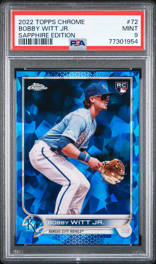 Bobby Witt Jr. 2022 Topps Chrome Sapphire RC #72 PSA 9 Mint