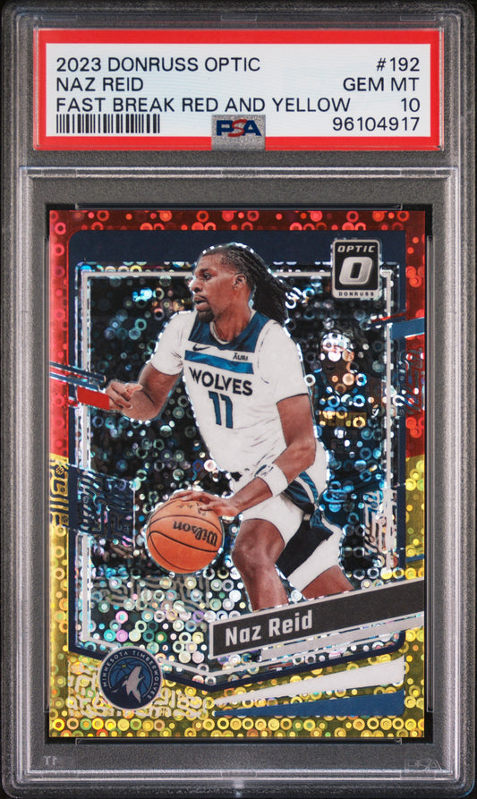 Naz Reid 2023 Donruss Optic Fast Break Red and Yellow #1/7 PSA 10 Gem Mint