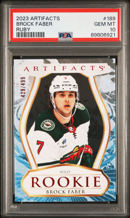 Brock Faber 2023 Upper Deck Artifacts Ruby #429/499 PSA 10 Gem Mint