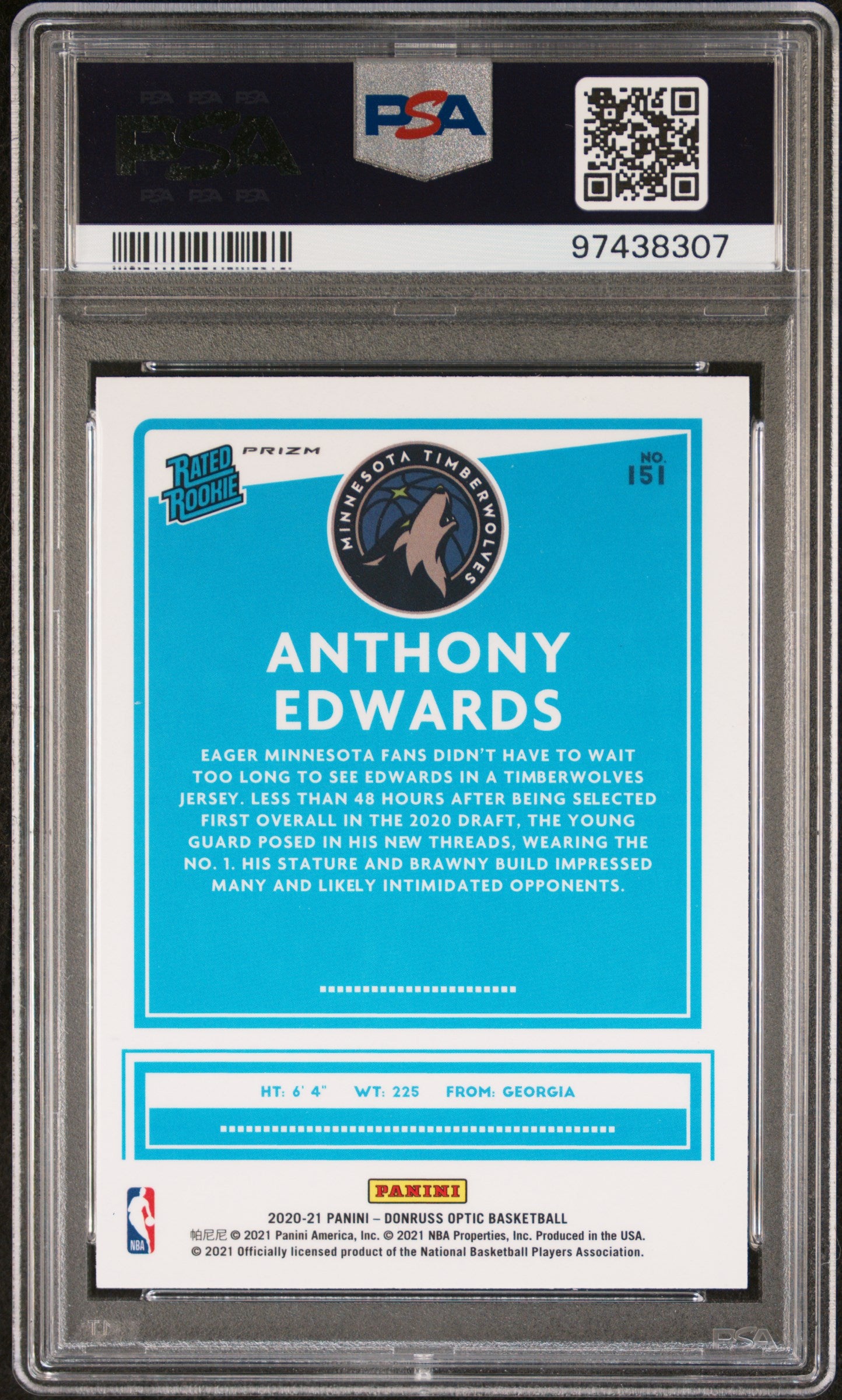 Anthony Edwards 2020 Donruss Optic Target Box Set Rookie #151 PSA 10 Gem Mint