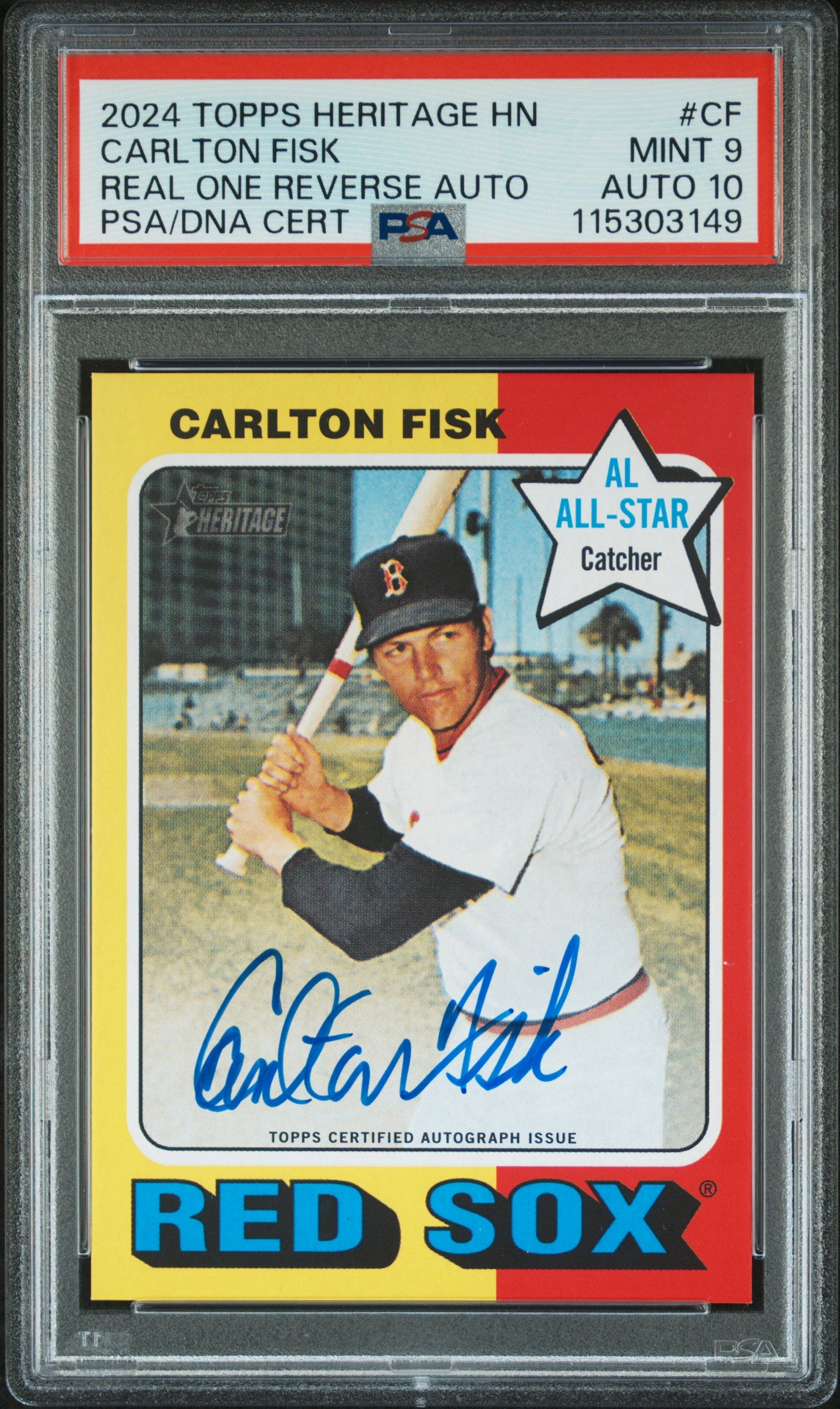 Carlton Fisk 2024 Topps Heritage High Number Real One Auto PSA 9 Auto 10