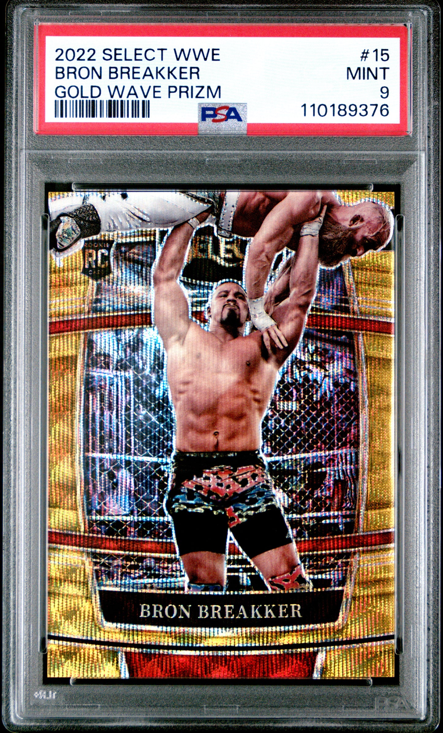 Bron Breakker 2022 Panini Select WWE Gold Wave Prizm #6/10 PSA 9 Mint