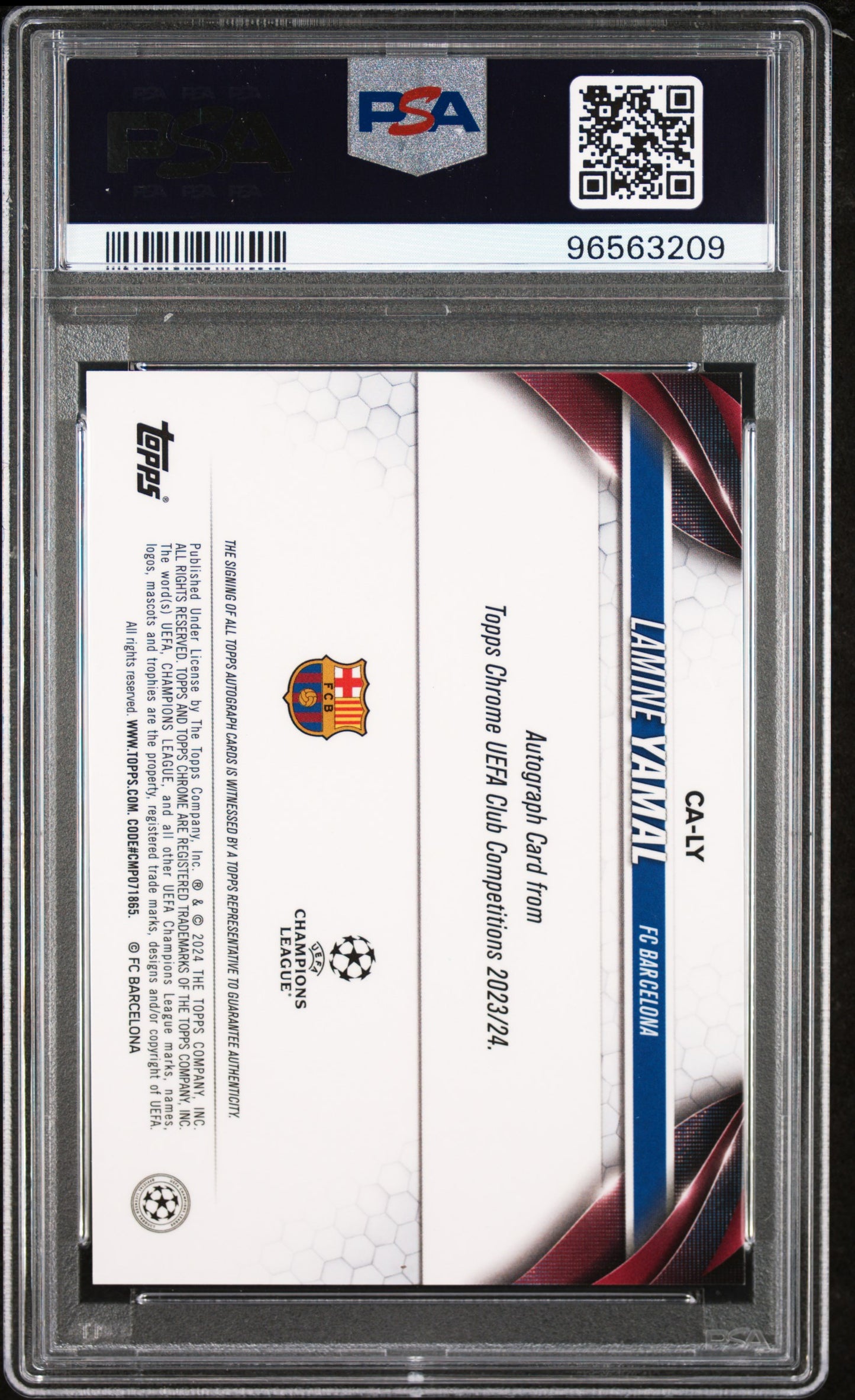 Lamine Yamal 2023 Topps Chrome Champions Pink Shimmer Auto #112/250 PSA 10 Gem Mint