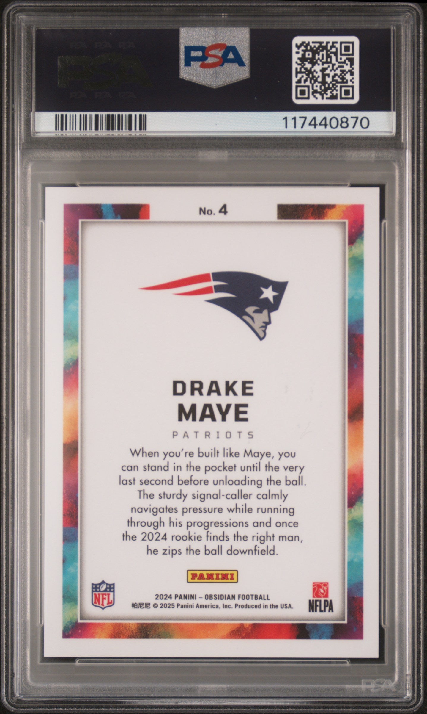 Drake Maye 2024 Panini Obsidian Black Color Blast Rookie PSA 10 Gem Mint