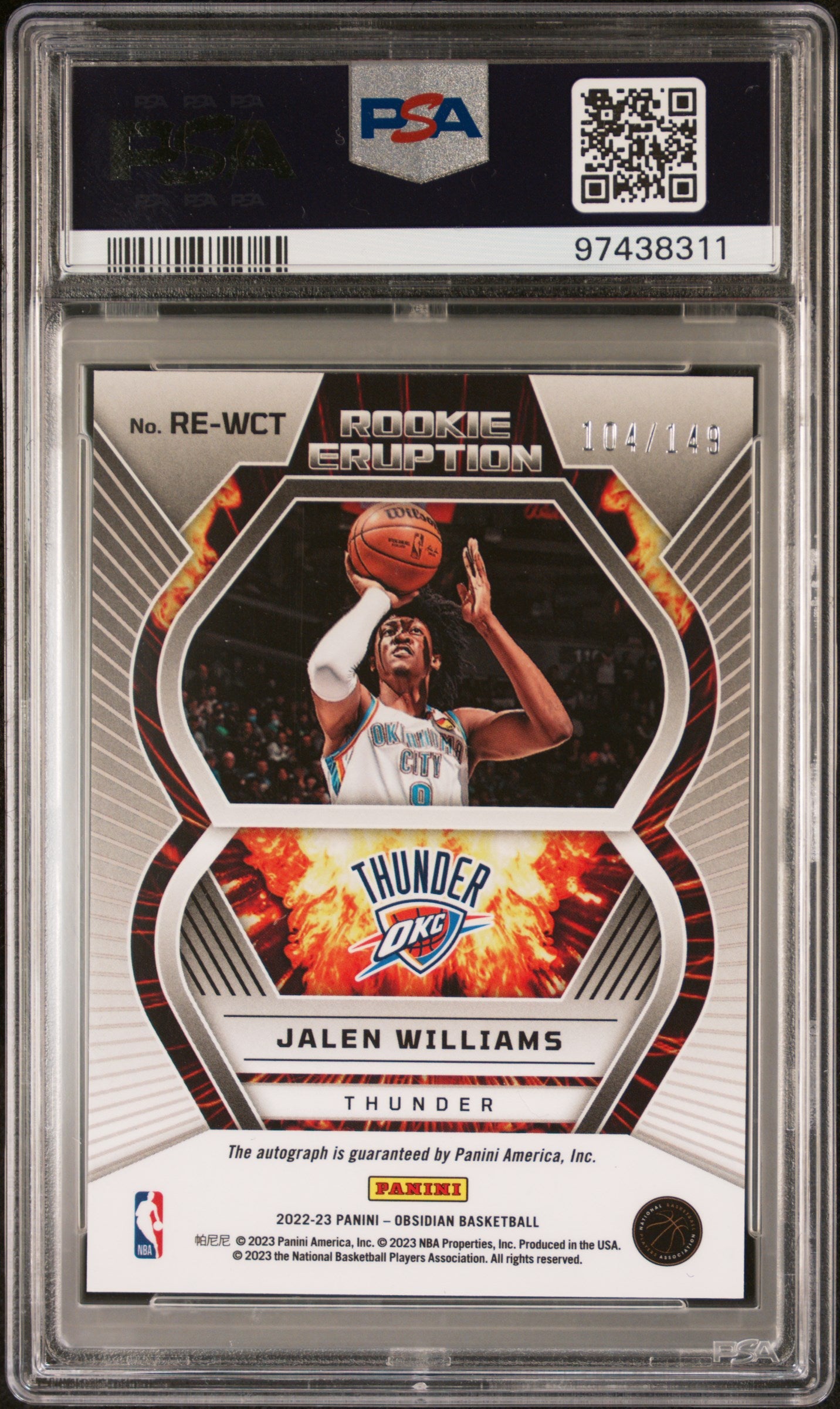 Jalen Williams 2022 Panini Obsidian Eruption Auto PSA 10 Gem Mint