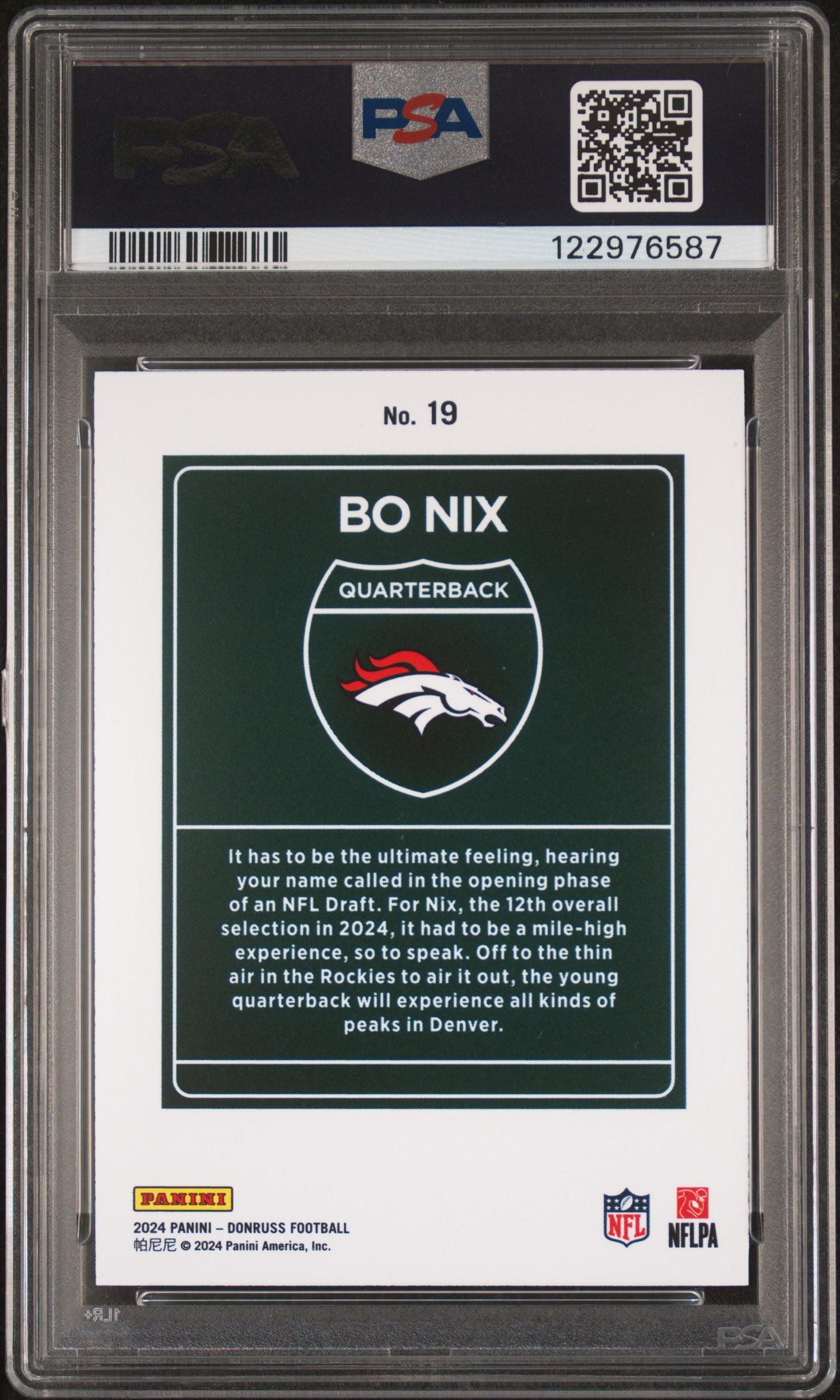 Bo Nix 2024 Donruss Downtown PSA 10 Gem Mint