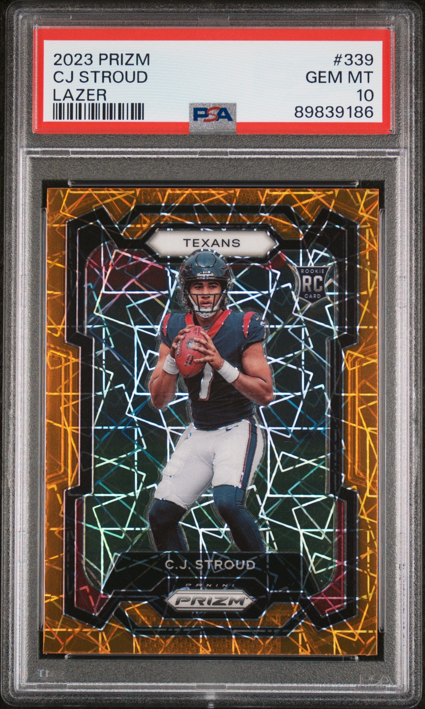 CJ Stroud 2023 Panini Prizm Rookie #339 Lazer PRizm PSA 10 Gem Mint 9186