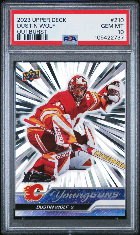 Dustin Walf 2023 Upper Deck Young Guns Outburst #210 PSA 10 Gem Mint
