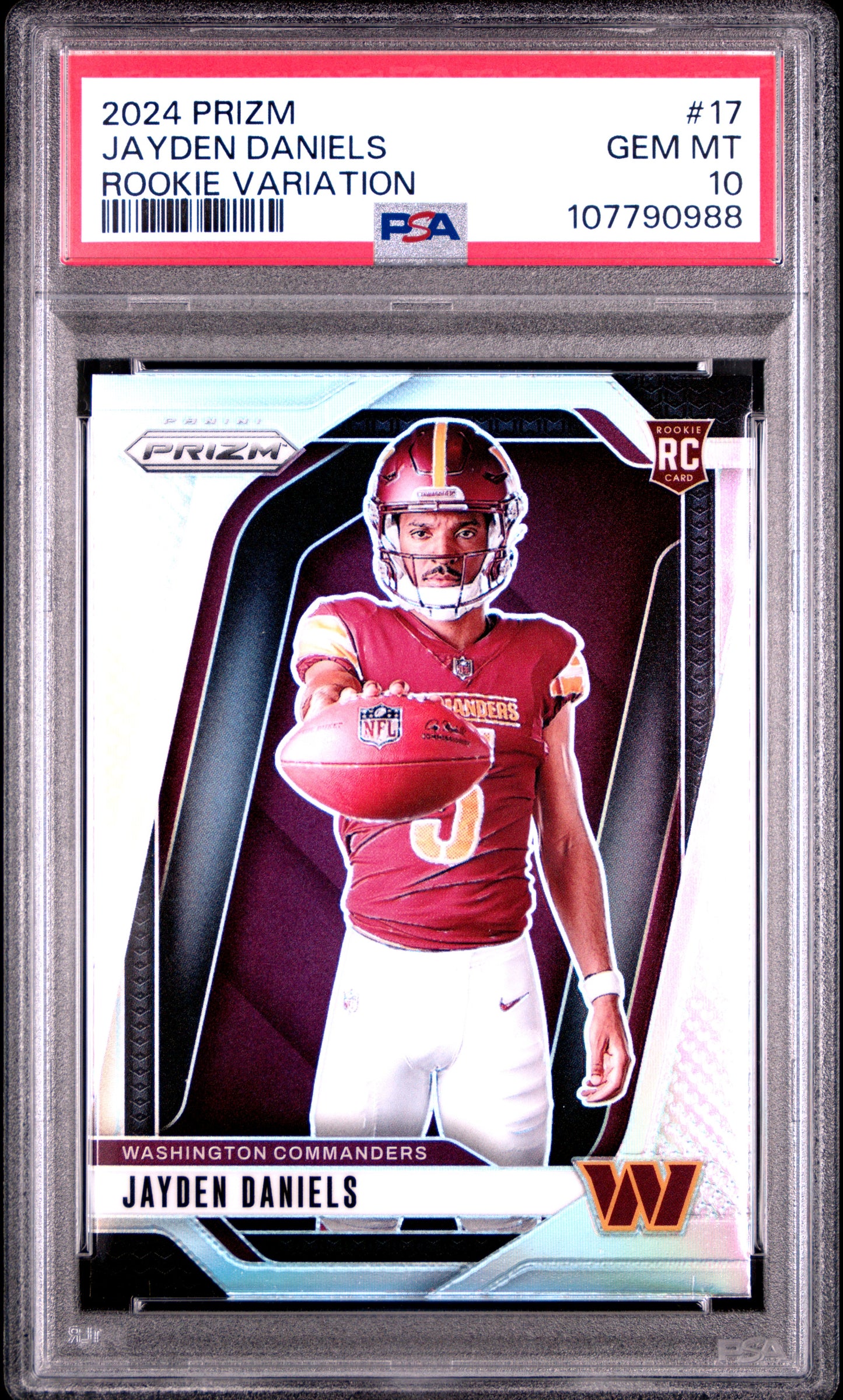 Jayden Daniels 2024 Prizm Rookie Variation Silver PSA 10 Gem Mint