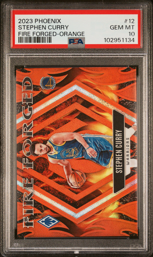 Stephen Curry 2023 Panini Phoenix Fire Forged Orange #3/49 PSA 10 Gem Mint