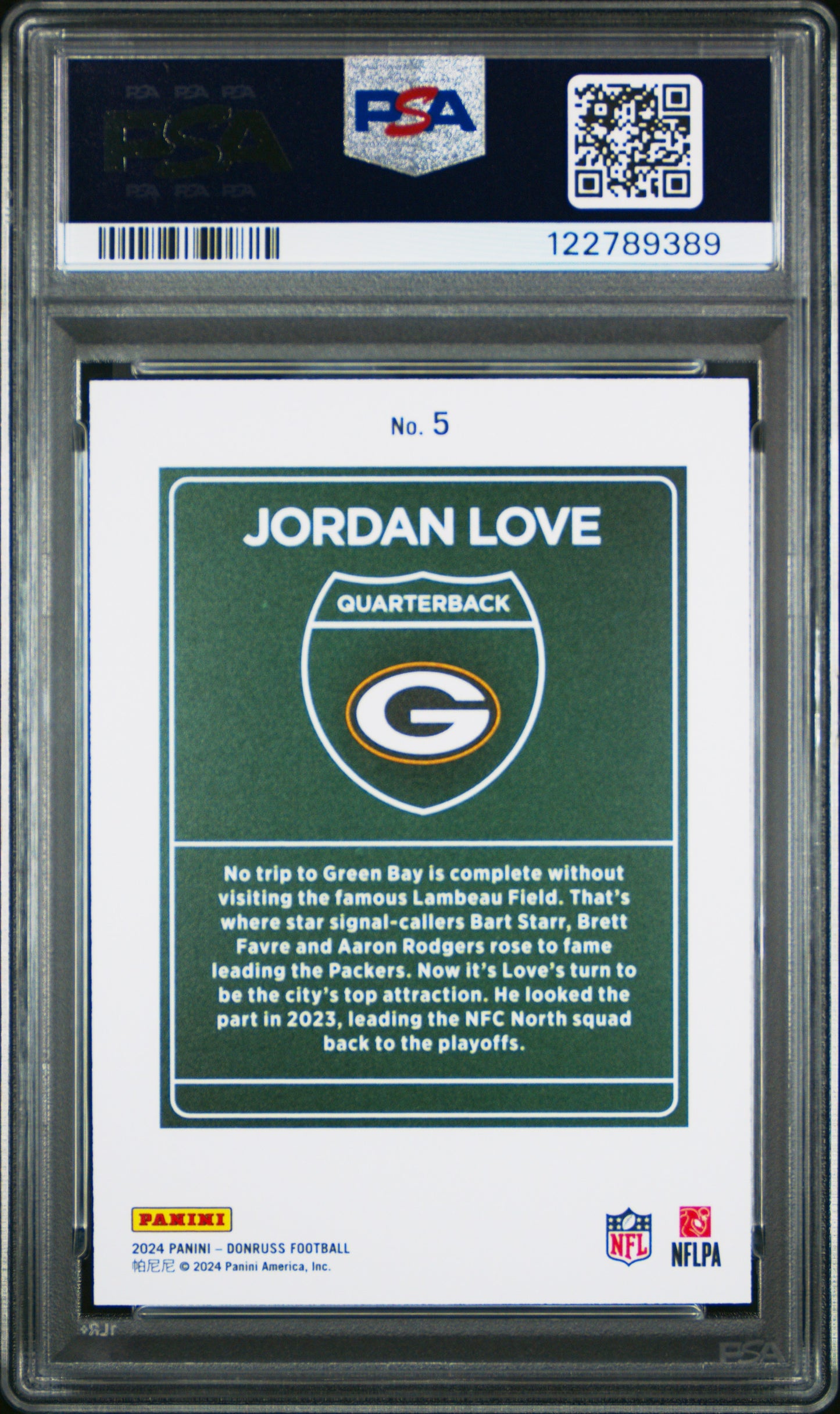 Jordan Love 2024 Donruss Downtown PSA 9 Mint