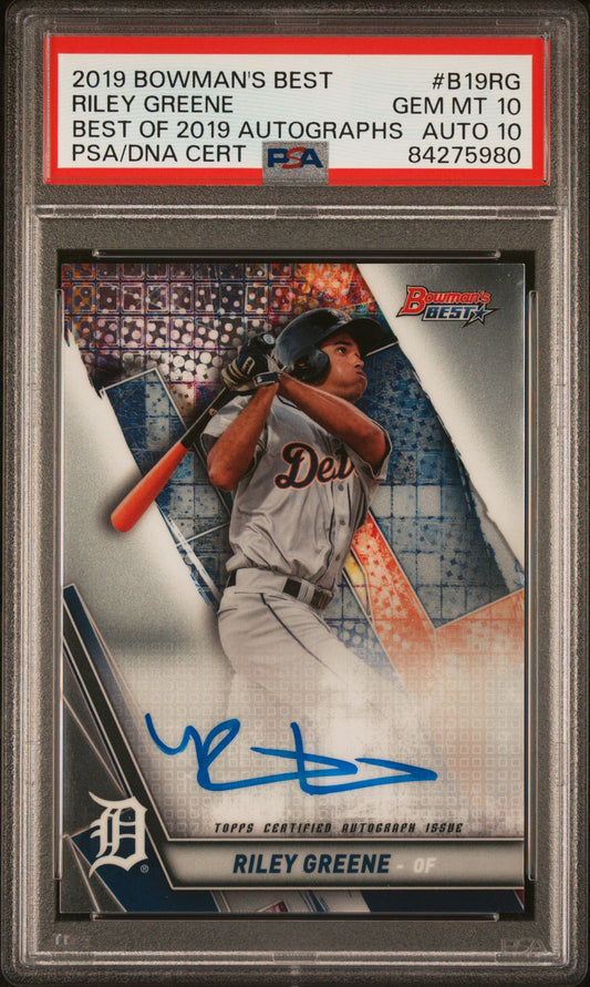 Riley Greene 2019 Bowmans Best Auto PSA 10 Auto 10