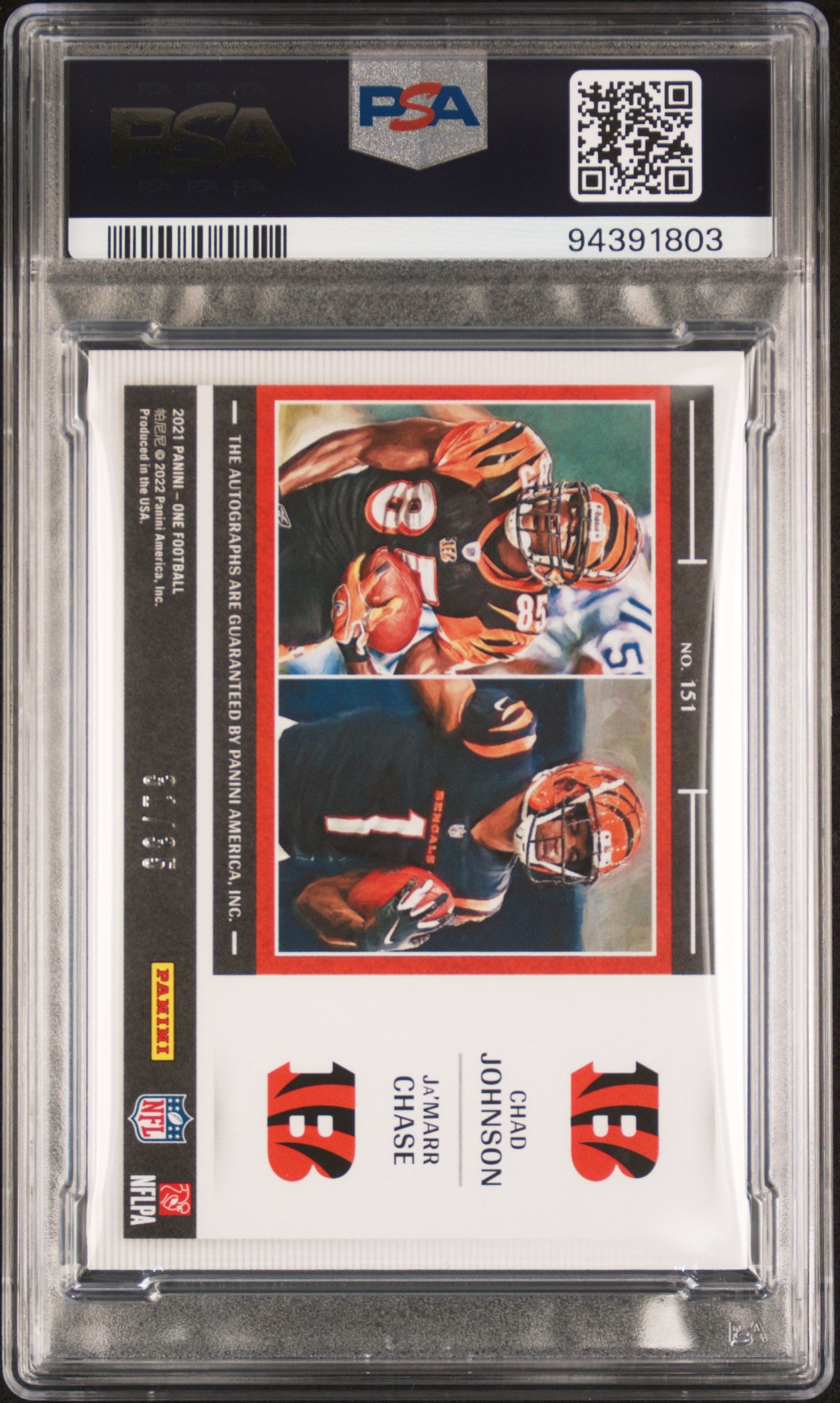 Ja'Marr Chase + Chad Johnson 2021 Panini One Plus One Signatures #31/35 PSA 9 Mint
