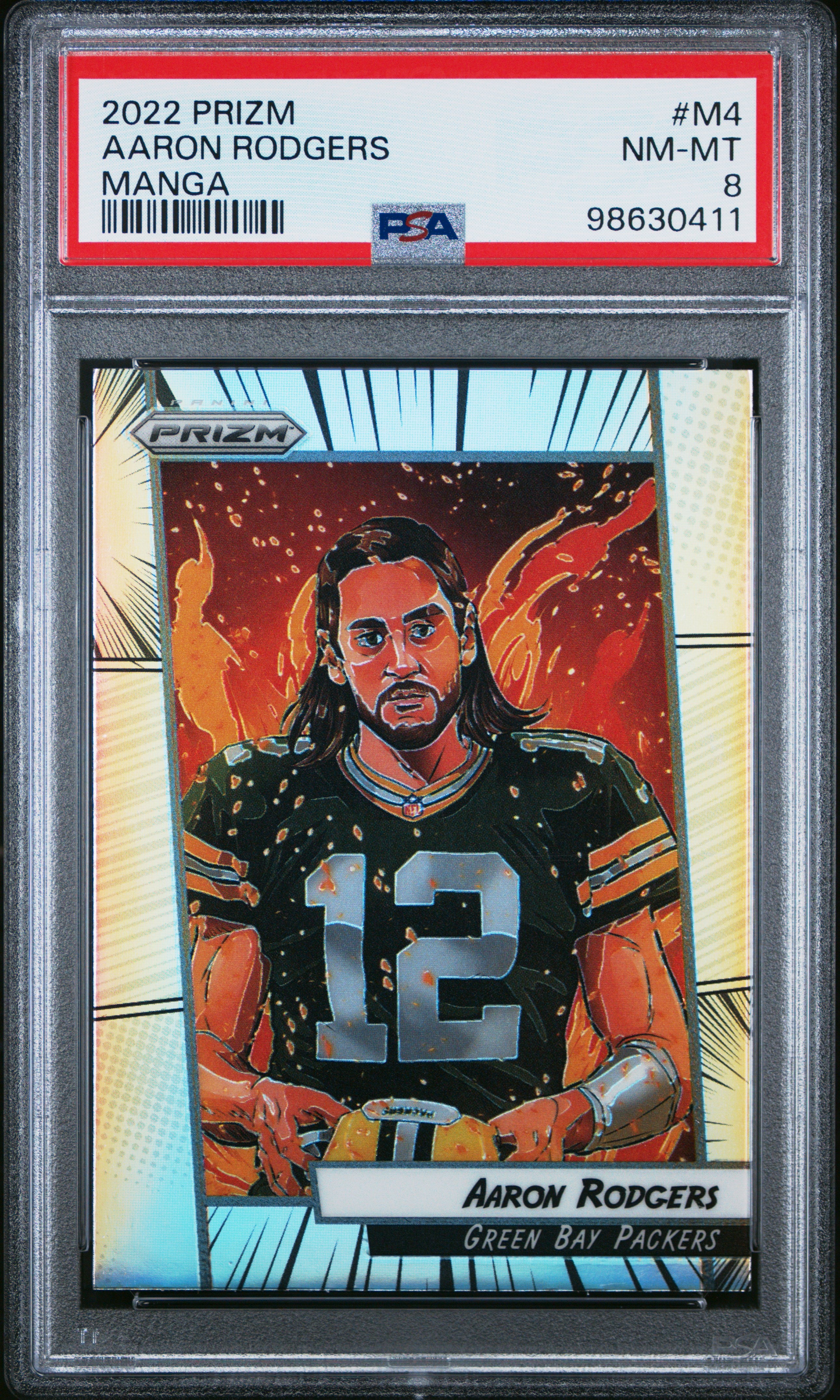 Aaron Rodgers 2022 Panini Prizm Manga #M4 PSA 8 Nm-Mint  Three Stars  Sportscards