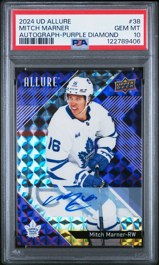 Mitch Marner 2024 Upper Deck Allure Purple Diamond Auto #1/10 PSA 10 Gem Mint
