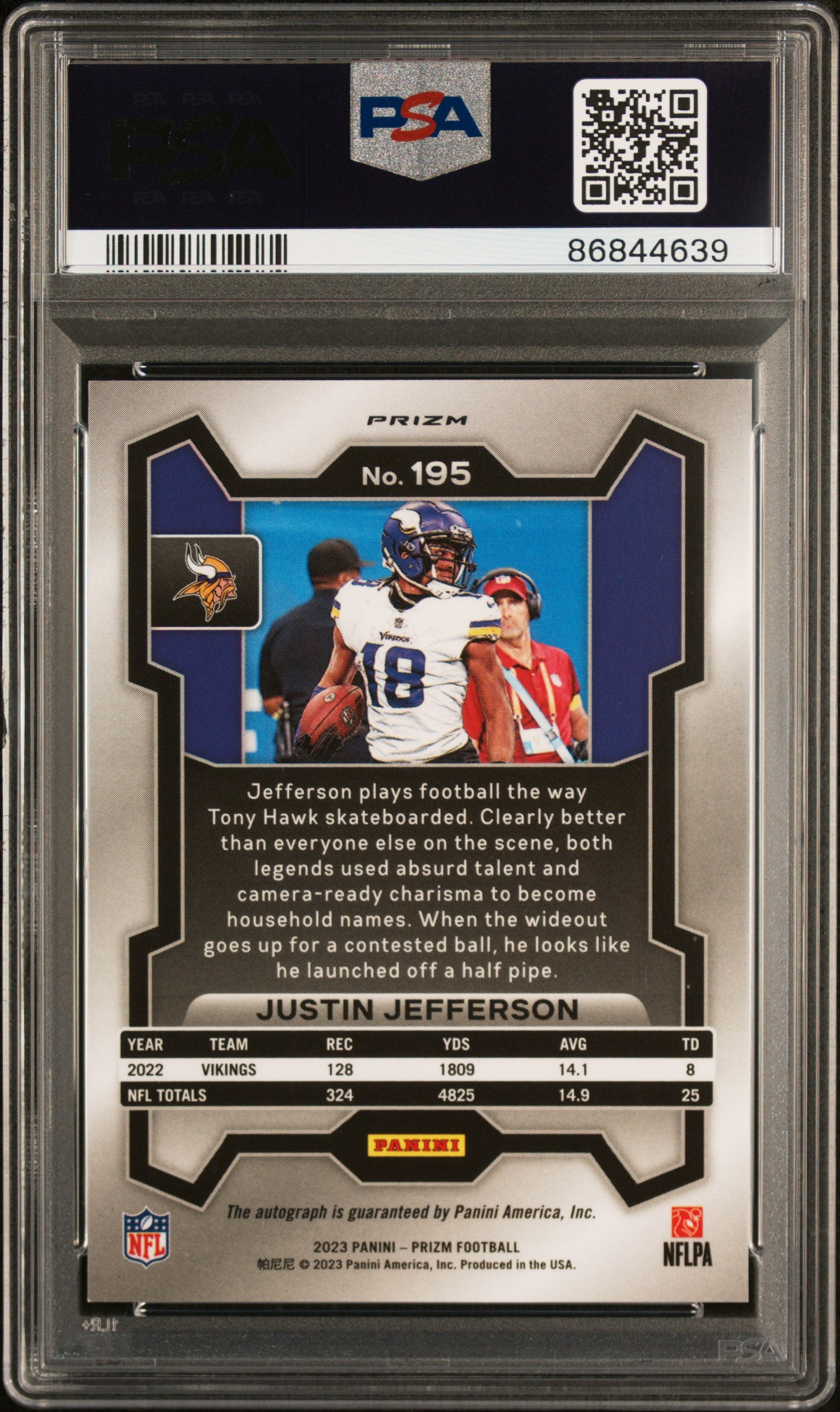 Justin Jefferson 2023 Panini Jefferson Auto PSA 10 Auto 10