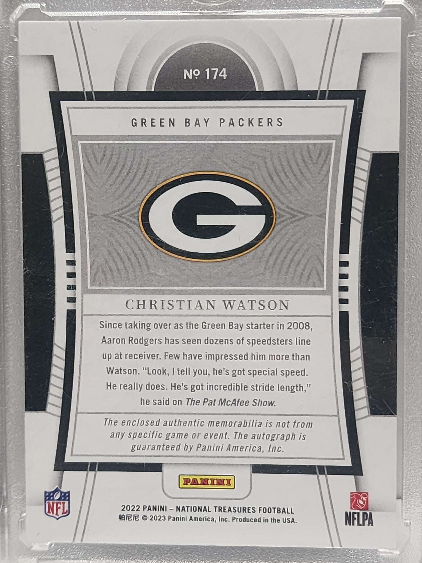 Christian Watson 2022 Panini National Treasures Silver Rookie Patch Auto #5/25