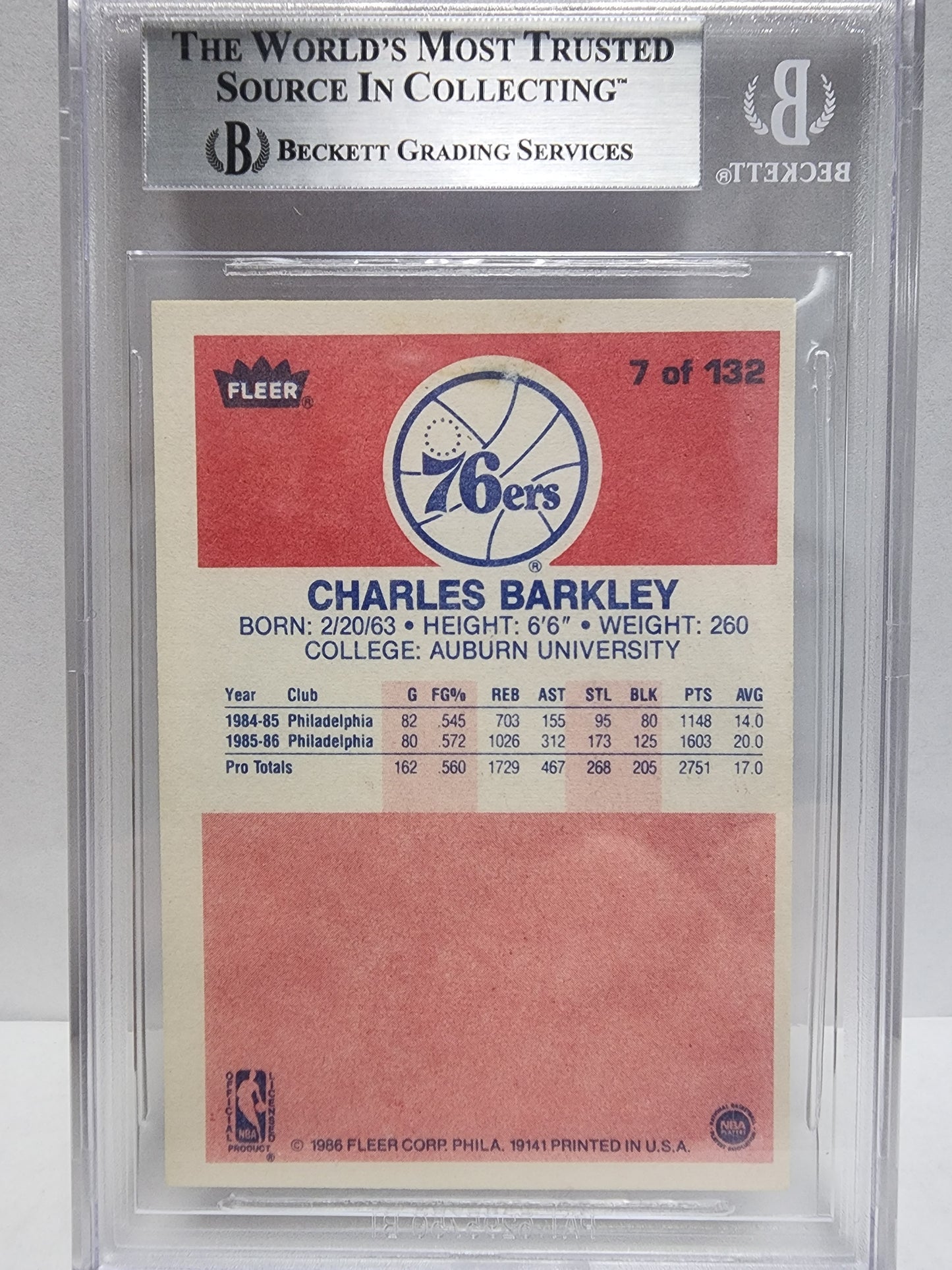 Charles Barkley 1986 Fleer #8 BGS Authentic Altered