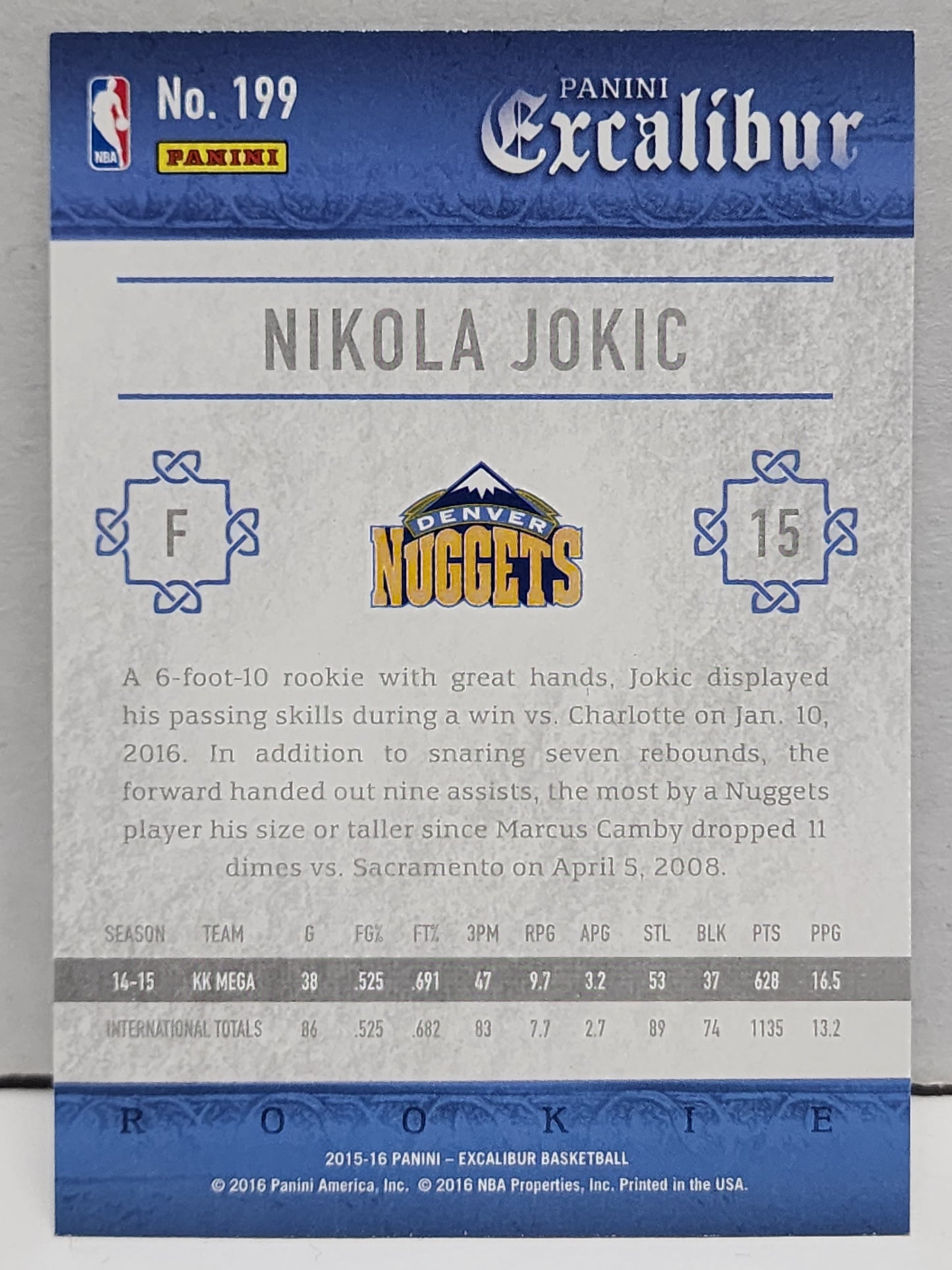 Nikola Jokic 2015 Panini Excalibur Rookie #199