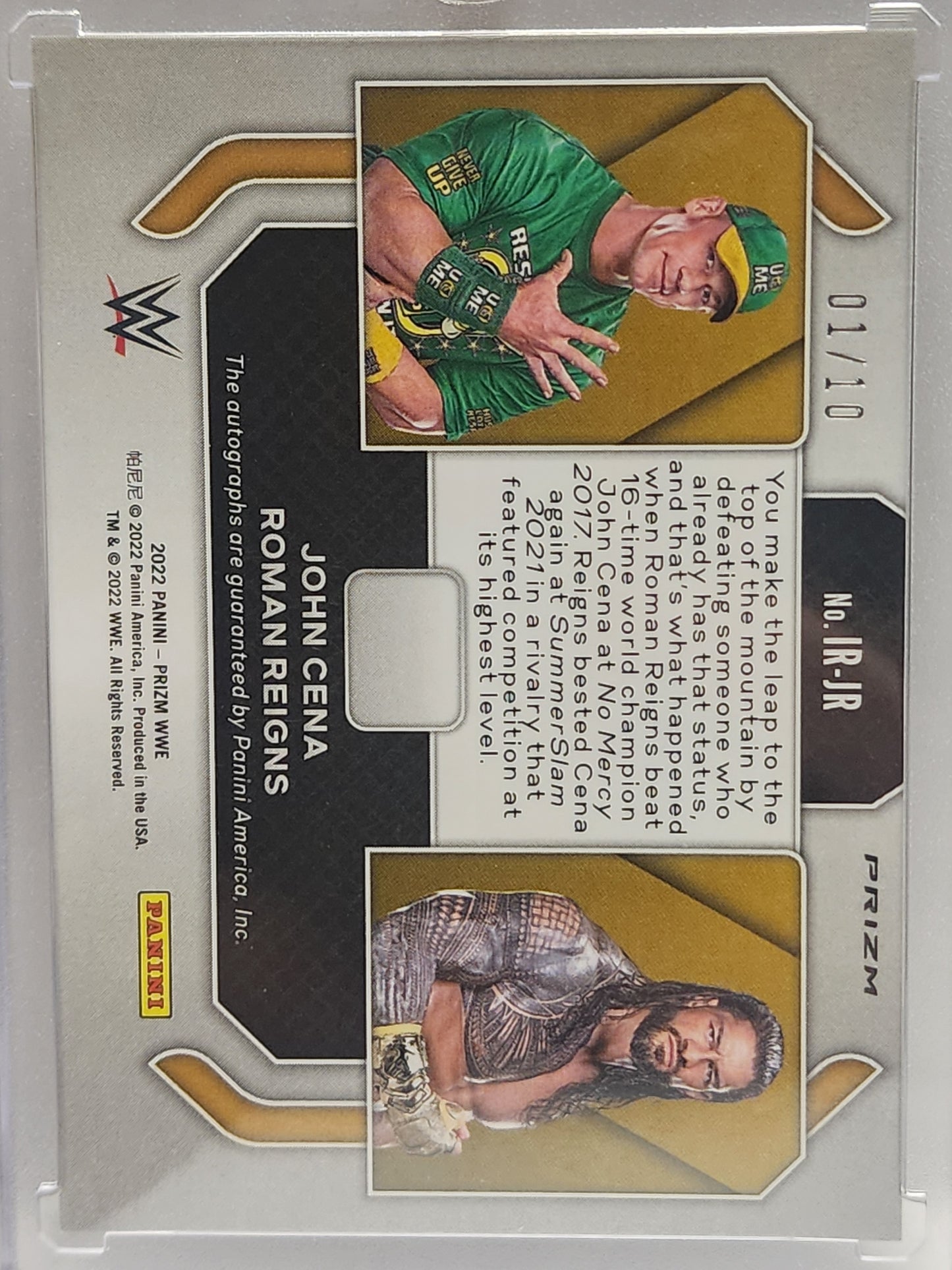John Cena + Roman Reigns 2022 Panini Prizm Iconic Rivals Gold Auto #1/10
