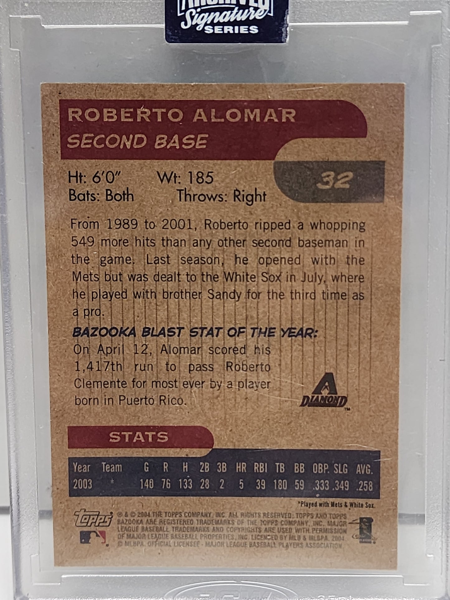 Roberto Alomar 2020 Topps Archives Signature Series Auto #1/1 Bazooka Mini