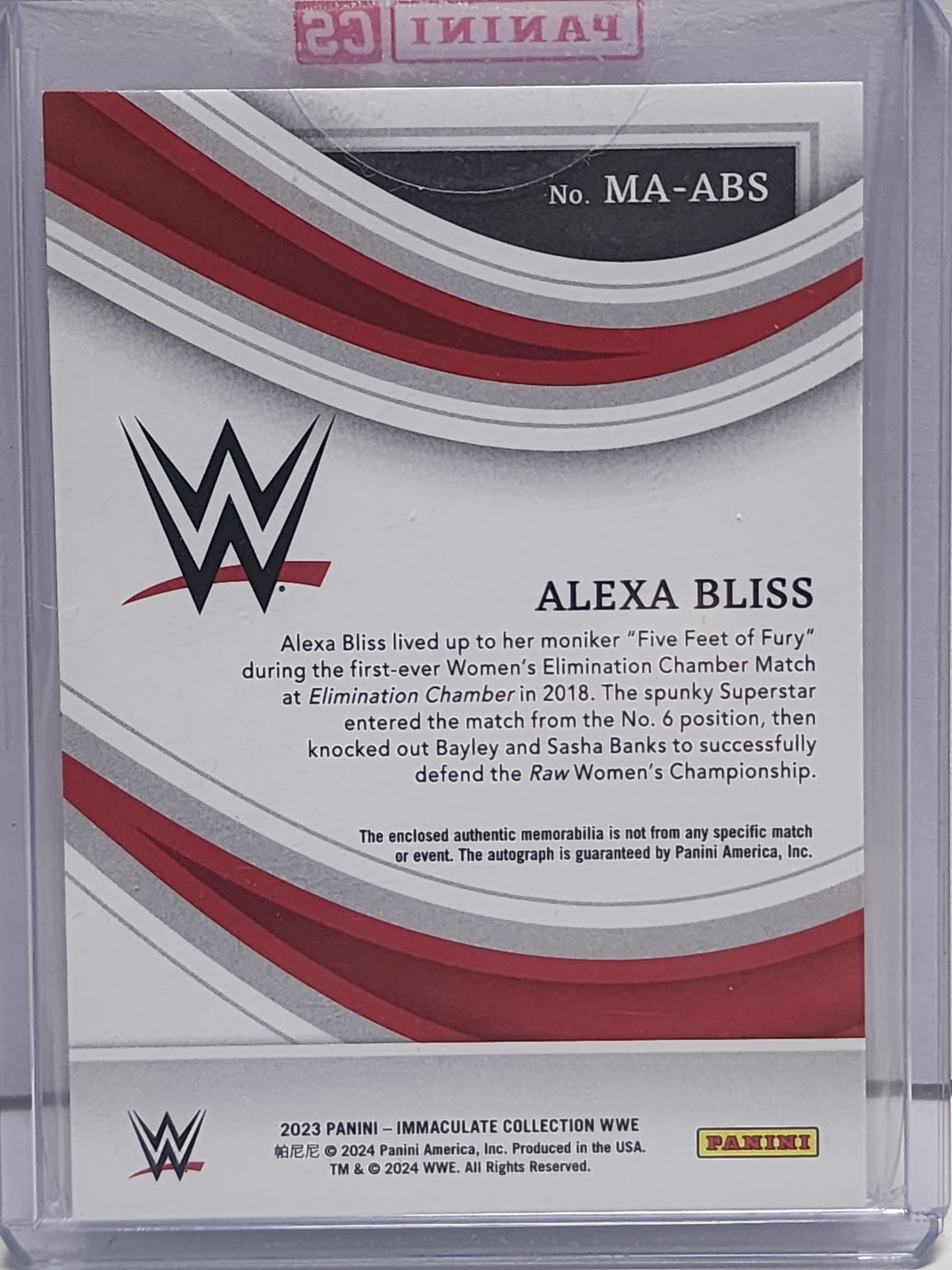 Alexa Bliss 2023 Panini Immaculate Memorabilia Autographs #38/99