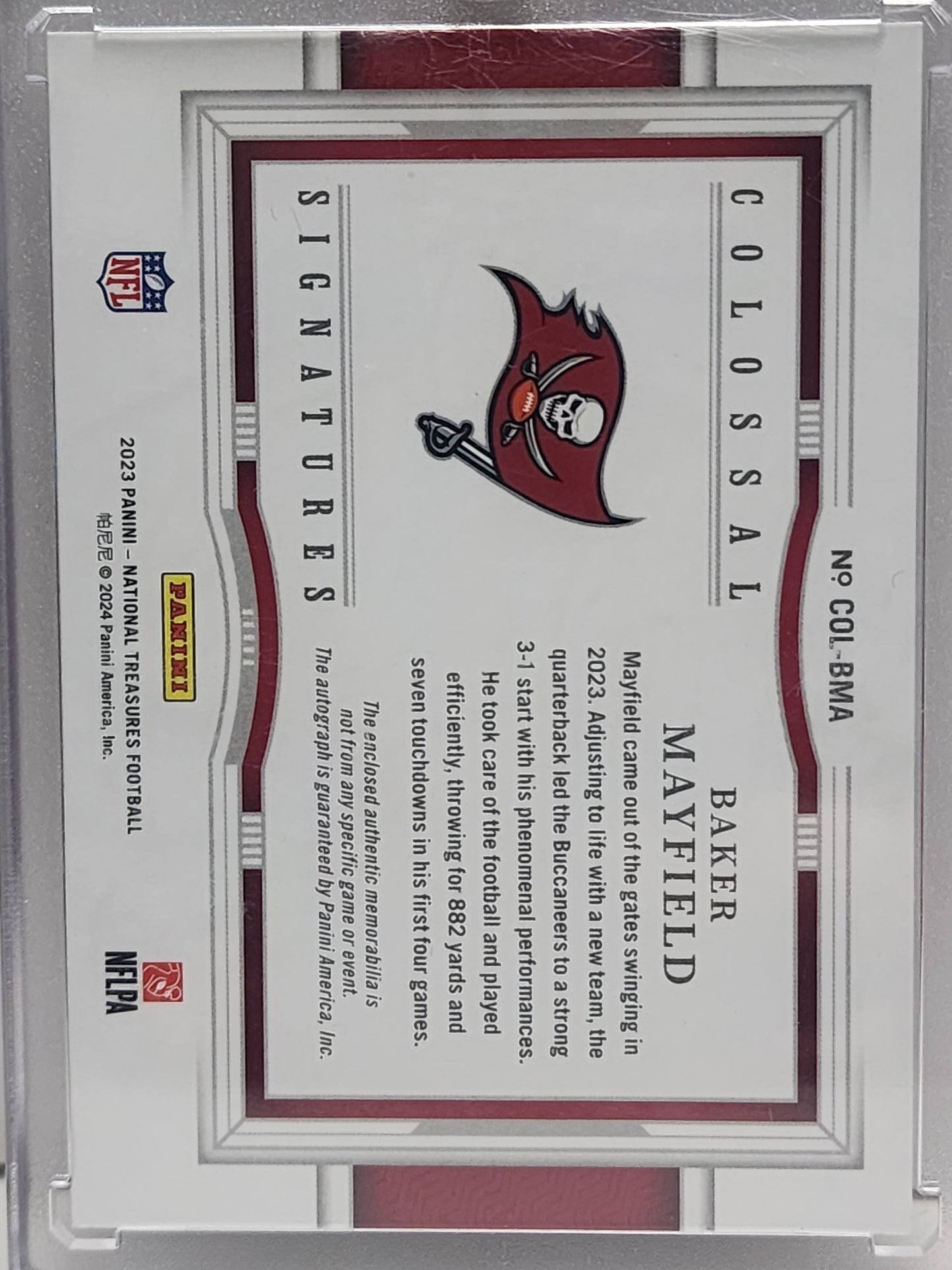 Baker Mayfield 2023 Panini National Treasures Colossal Jersey Auto #41/49